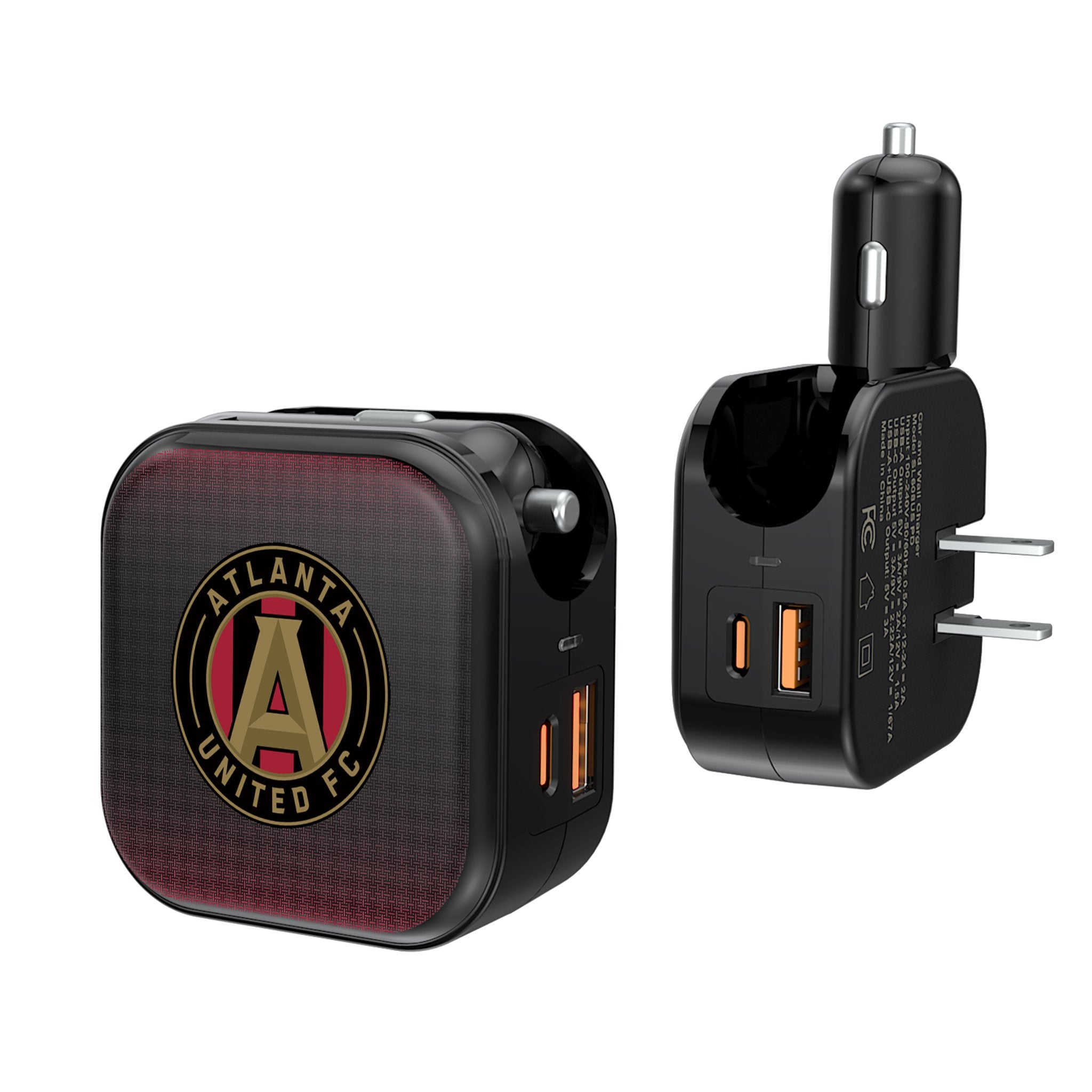 Atlanta United FC Linen 2-in-1 USB A/C Fast Charger - Dual Port Phone Charger for iPhone & Android - Perfect for Home, Office & Travel