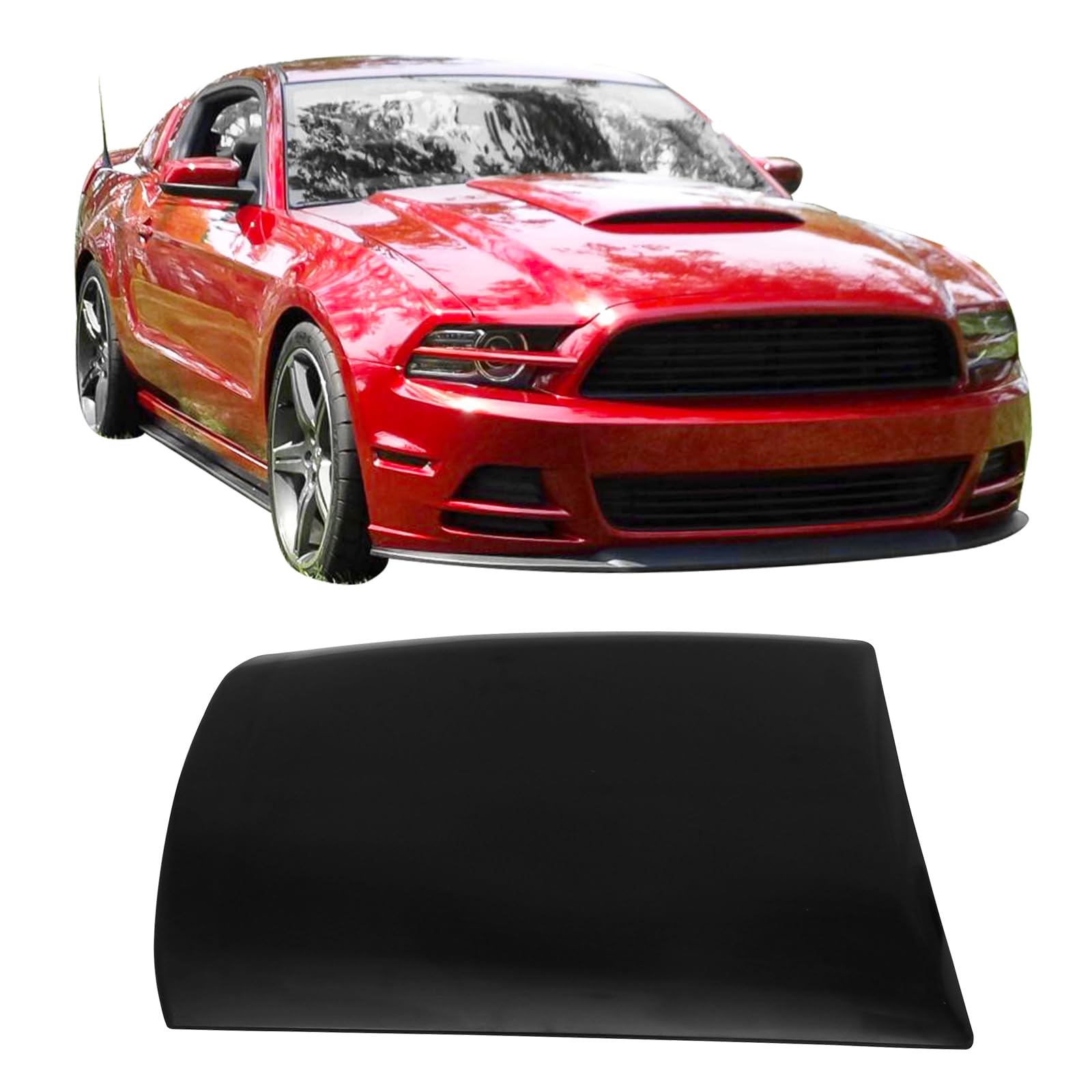 IKON MOTORSPORTS Hood Cover for 2013-2014 Ford Mustang V6 GT Boss - Unpainted Black PU Replacement Hood | Durable GT Style Bonnet | Perfect for Car Upgrades, Racing & Body Kits Enhancement