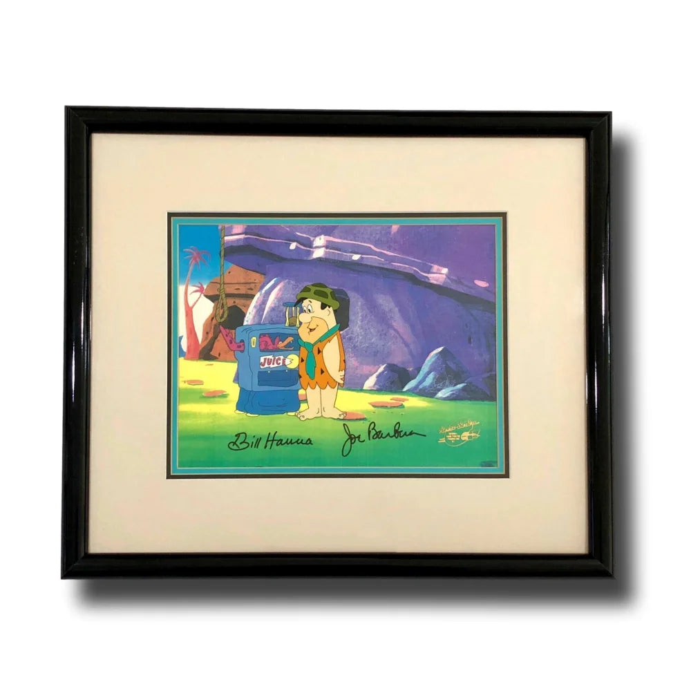 Original Flintstones Hand-Painted Hanna-Barbera Animation Cel - Dual Signed & Framed with JSA COA - Perfect for Collectors, Animation Fans & Home Decor