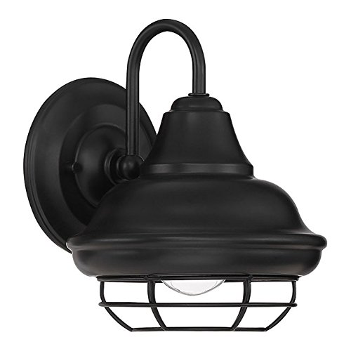 Designers Impressions Charleston Matte Black 1-Light Wall Sconce - Bathroom Vanity Light Fixture for Modern Homes - Perfect for Bathrooms, Hallways & Bedroom Accent Lighting