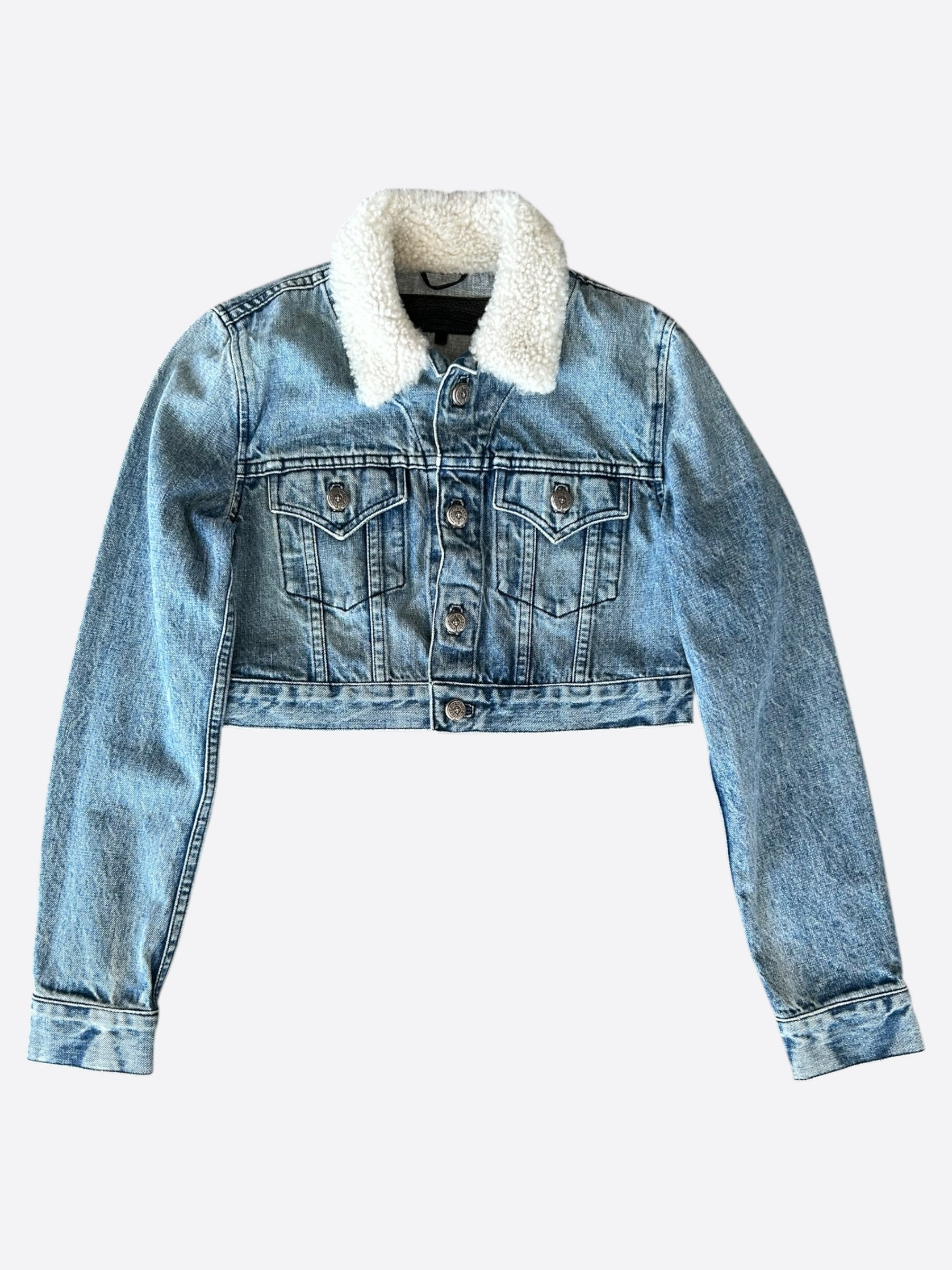 Chrome Hearts Blue Shearling Lined Women's Denim Jacket - Stylish Winter Outerwear for Casual & Streetwear Fashion