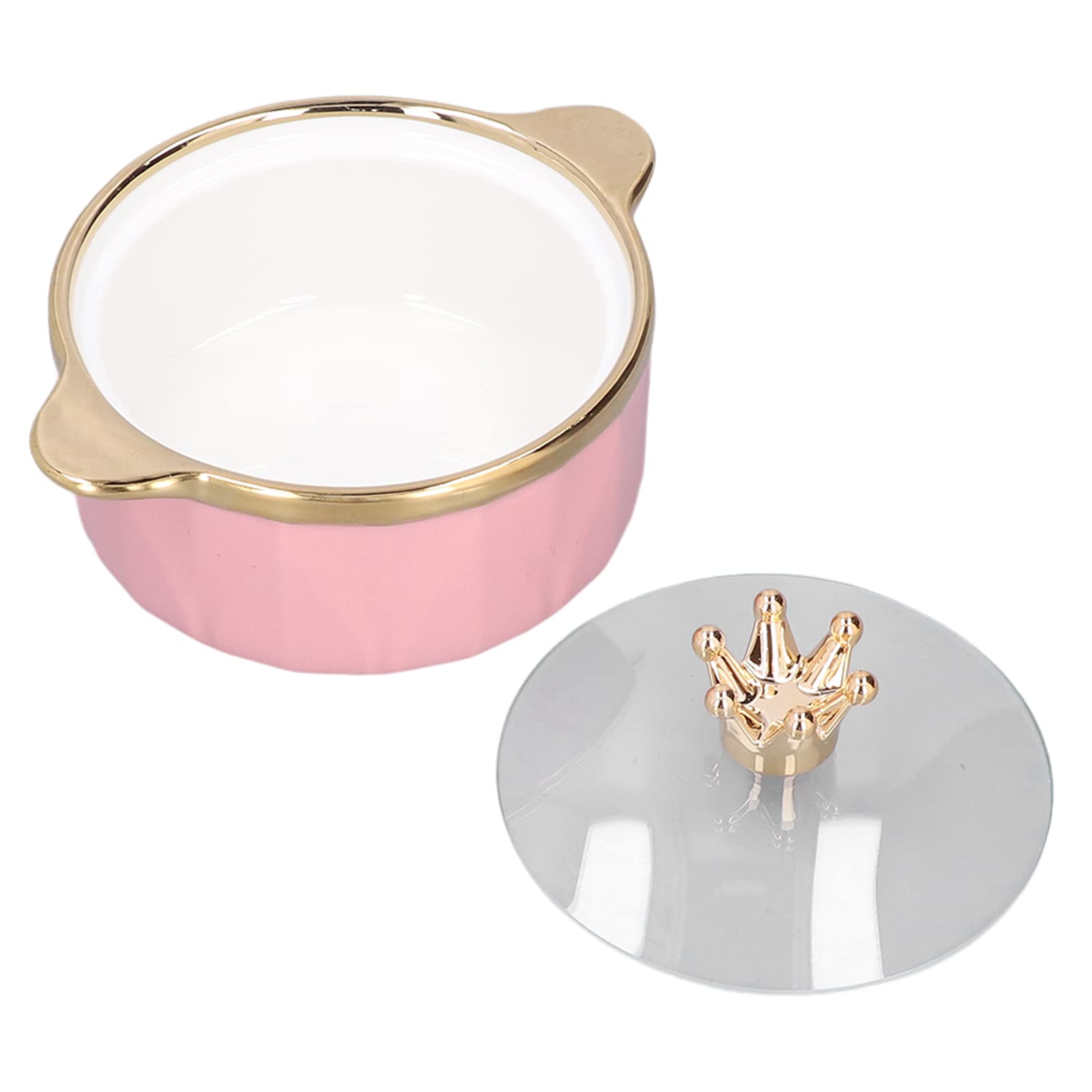 Ceramic Soup Bowls with Lid - 16oz Crown Cereal Bowls for Soup, Rice, Salad & Instant Noodles - Binaural Handle Design, Microwave & Dishwasher Safe (Pink) - Perfect for Home Dining, Office Lunch & Meal Prep