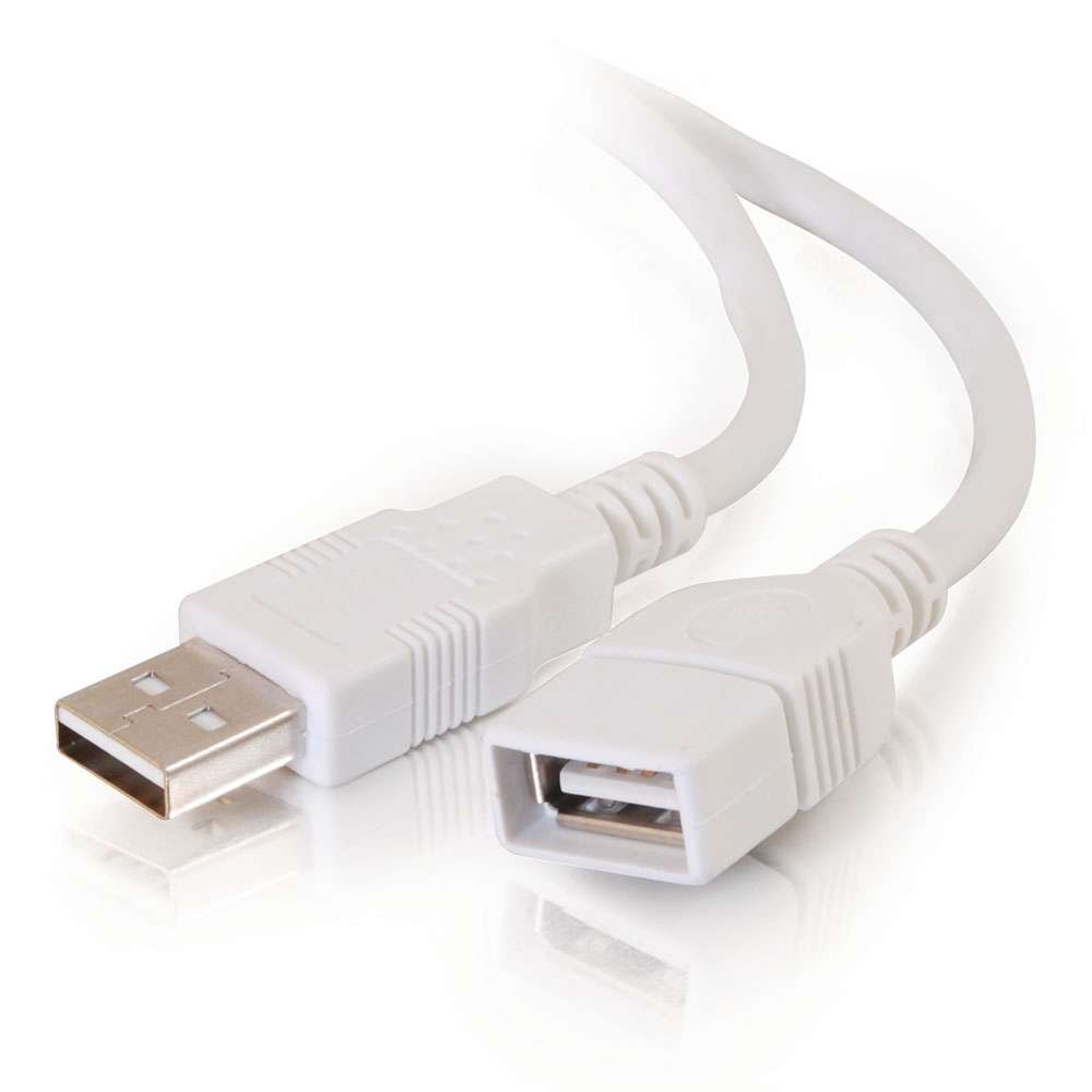 C2G 9.84ft USB 2.0 Extension Cable (A Male to A Female) - 3m High Speed Data Transfer Cord for PC, Laptop, Printer & More - White (26686) | Perfect for Home Office & Gaming Setup