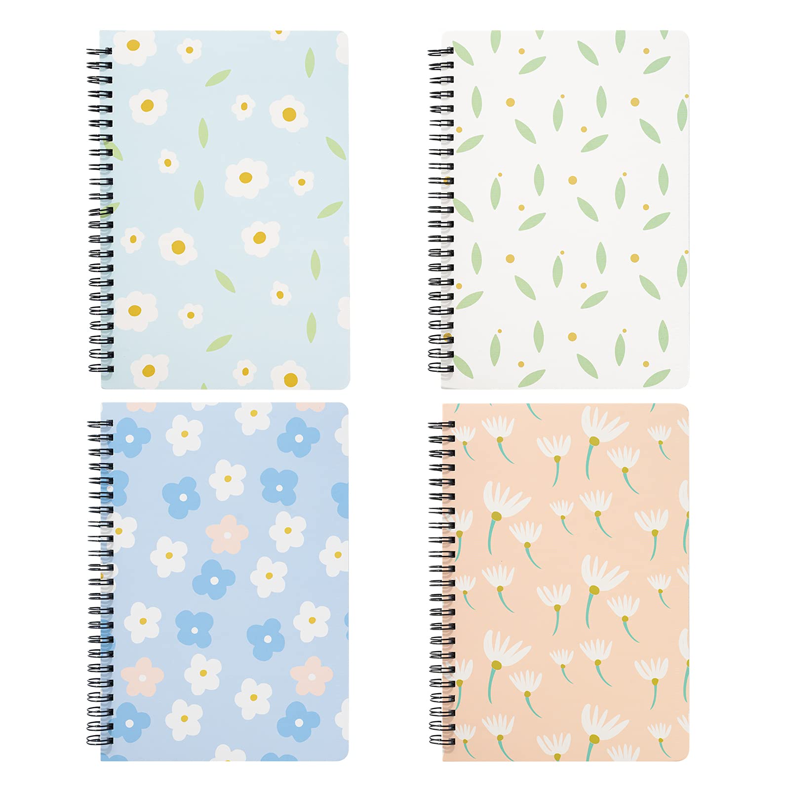 4 Pack Spiral Notebooks 6×8 Inch - Wide Ruled Hardcover Journals for Women & Girls, 320 Sheets/640 Pages - Perfect for School, Office & Creative Writing