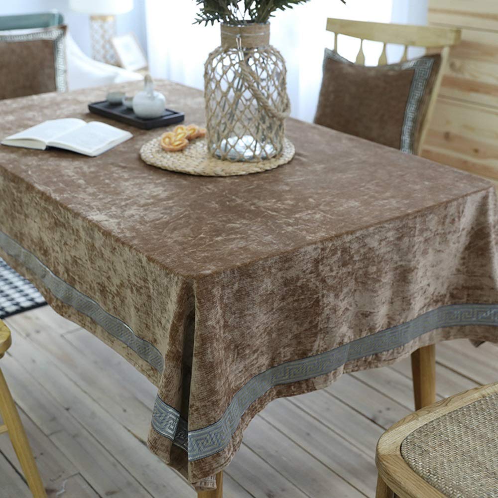 Premium Cotton Linen Tablecloth Set - Square & Round Solid Color Table Cover for Dining Room, Living Room, Bedroom, Wedding Decor - Nordic Style Brown Velvet Thickened Tablecloth for Holiday Dinners, Party Decorations & Home Styling