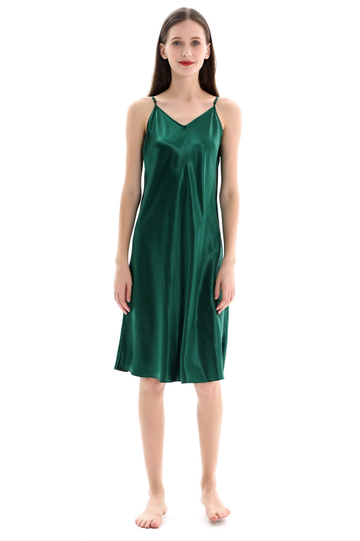 ZIMASILK 22 Momme Pure Mulberry Silk Nightgown - Spaghetti Strap Chemise with Deep V Neck for Women | Luxurious Sleepwear for Bridal, Anniversary & Romantic Occasions
