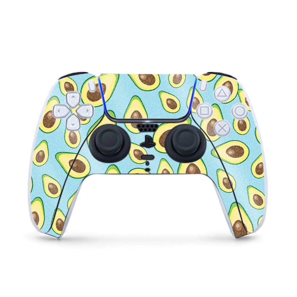 MightySkins Glossy Glitter Gaming Skin for PS5 Controller - Blue Avocados Design | Durable High-Gloss Finish | Easy to Apply & Remove | Made in USA | Perfect for Gaming Enthusiasts & Customization Lovers