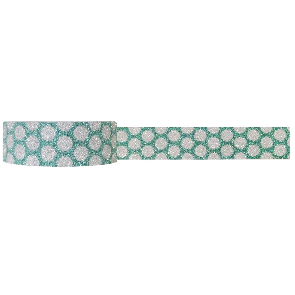 Allydrew Shimmer Japanese Washi Masking Tape - Green Dots Decorative Craft Tape for Scrapbooking, Journaling, Gift Wrapping & DIY Projects