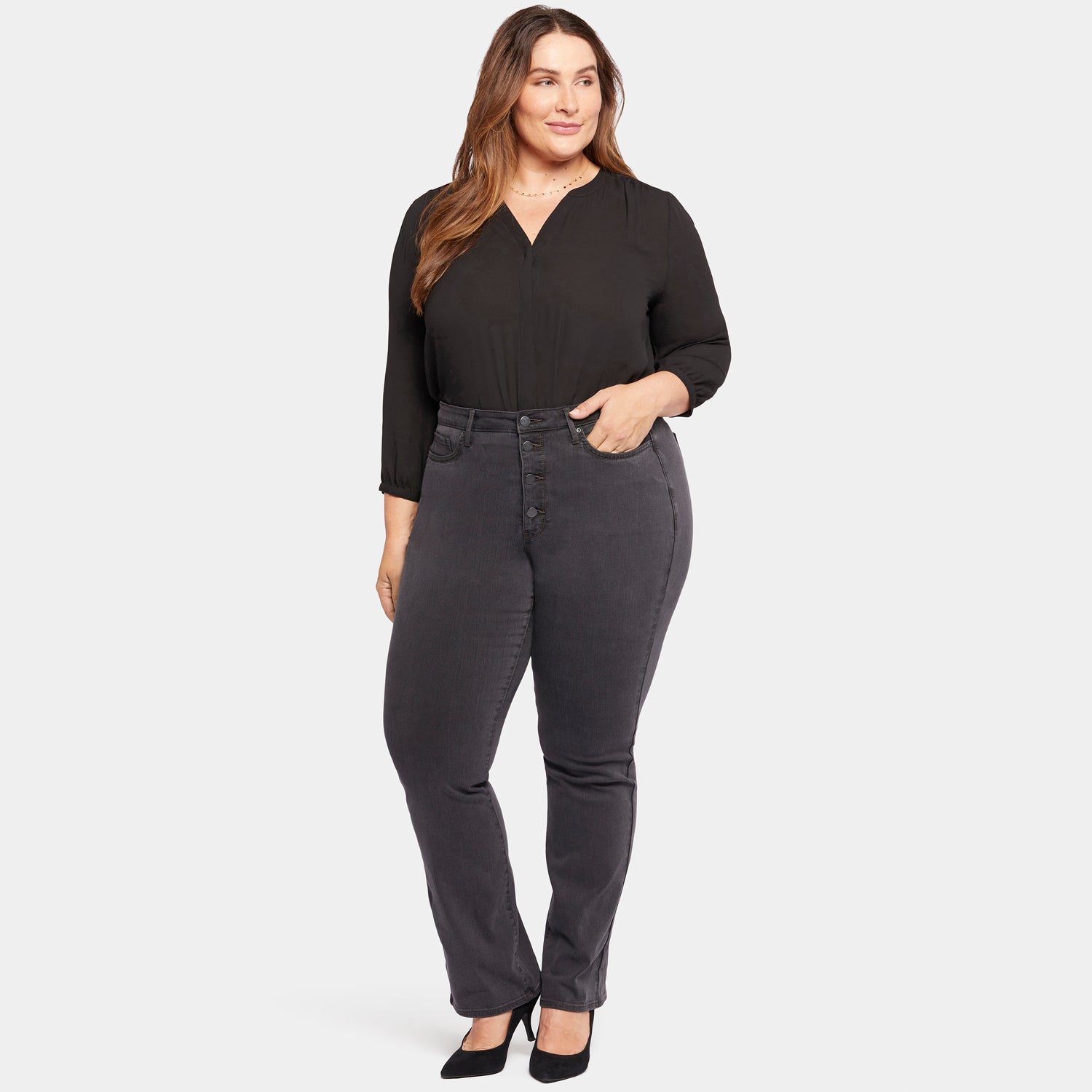 Barbara Bootcut Jeans for Women - Plus Size Stretch Denim Pants (Sierra Wash) | Comfortable & Stylish for Casual Wear & Office Outfits