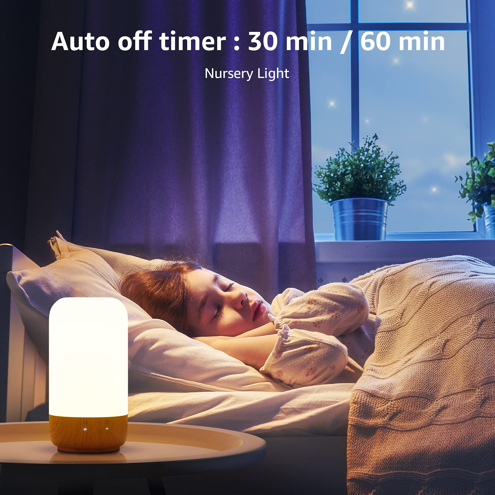 Lepro LED Touch Table Lamp - Dimmable Bedside Night Light with Auto-Off Timer, 350lm Adjustable Warm White/Cool White & RGB Color Changing Mood Lighting (Wood Grain) - Perfect for Bedrooms, Living Rooms & Home Office Lighting