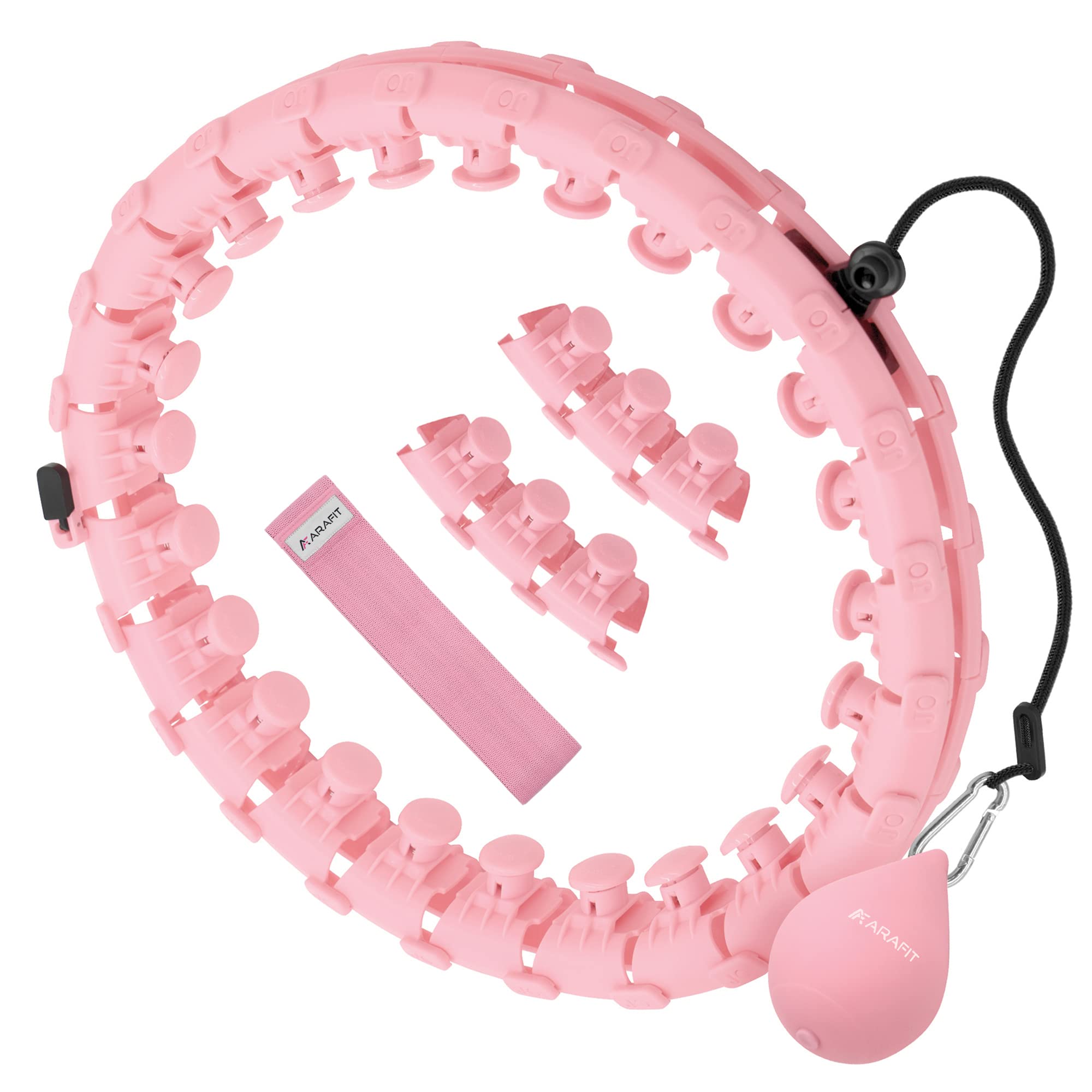 Arafit Smart Weighted Hula Hoop for Weight Loss - Adjustable Adult Fitness Hoop with 24 Detachable Massage Knots - Perfect for Home Workouts, Core Training & Beginners Exercise