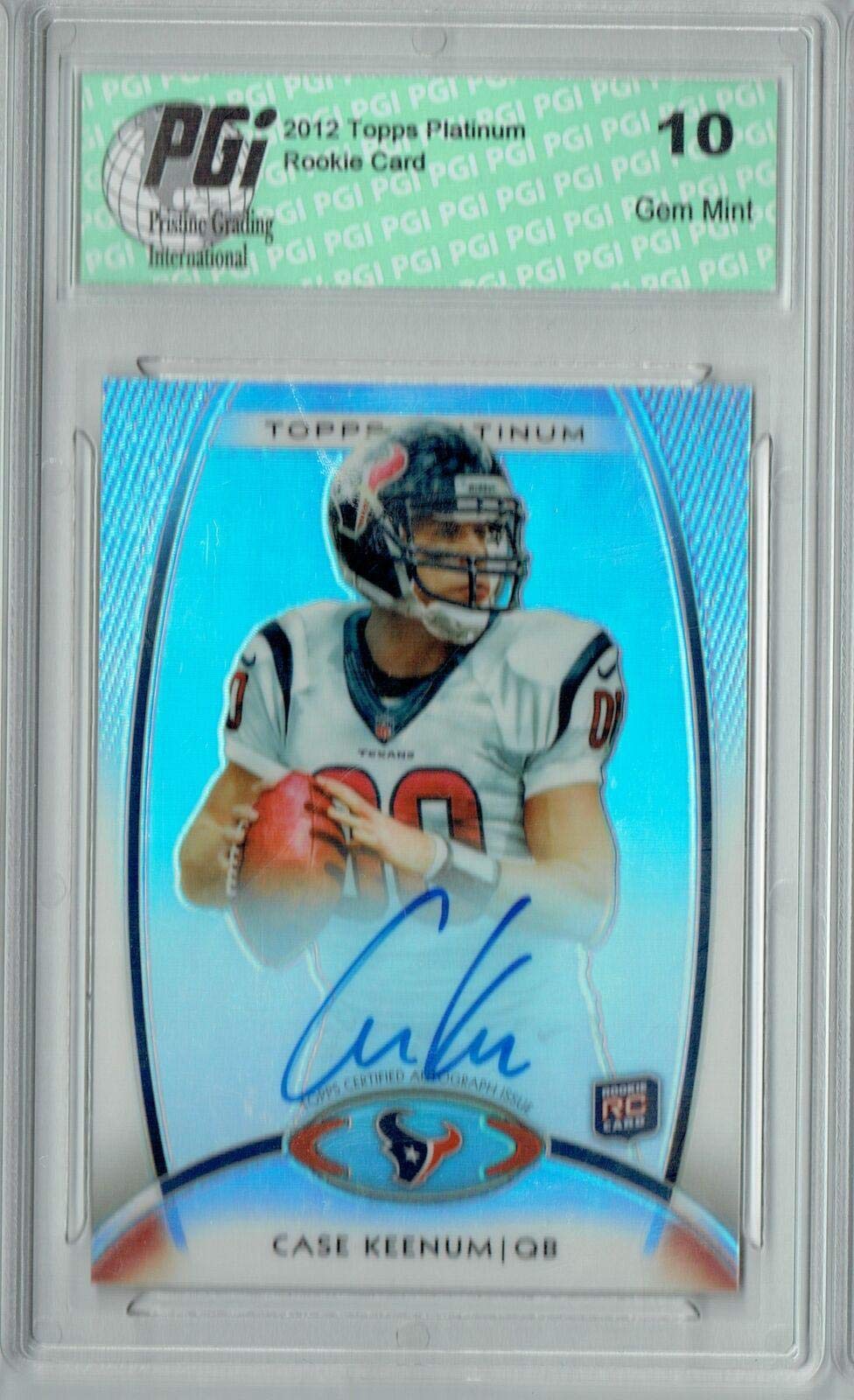 2012 Topps Platinum Case Keenum #156 Refractor Autographed Rookie Card PGI 10 - NFL Football Collectible for Display & Investment - Perfect for Sports Memorabilia Collections and Fan Gifts
