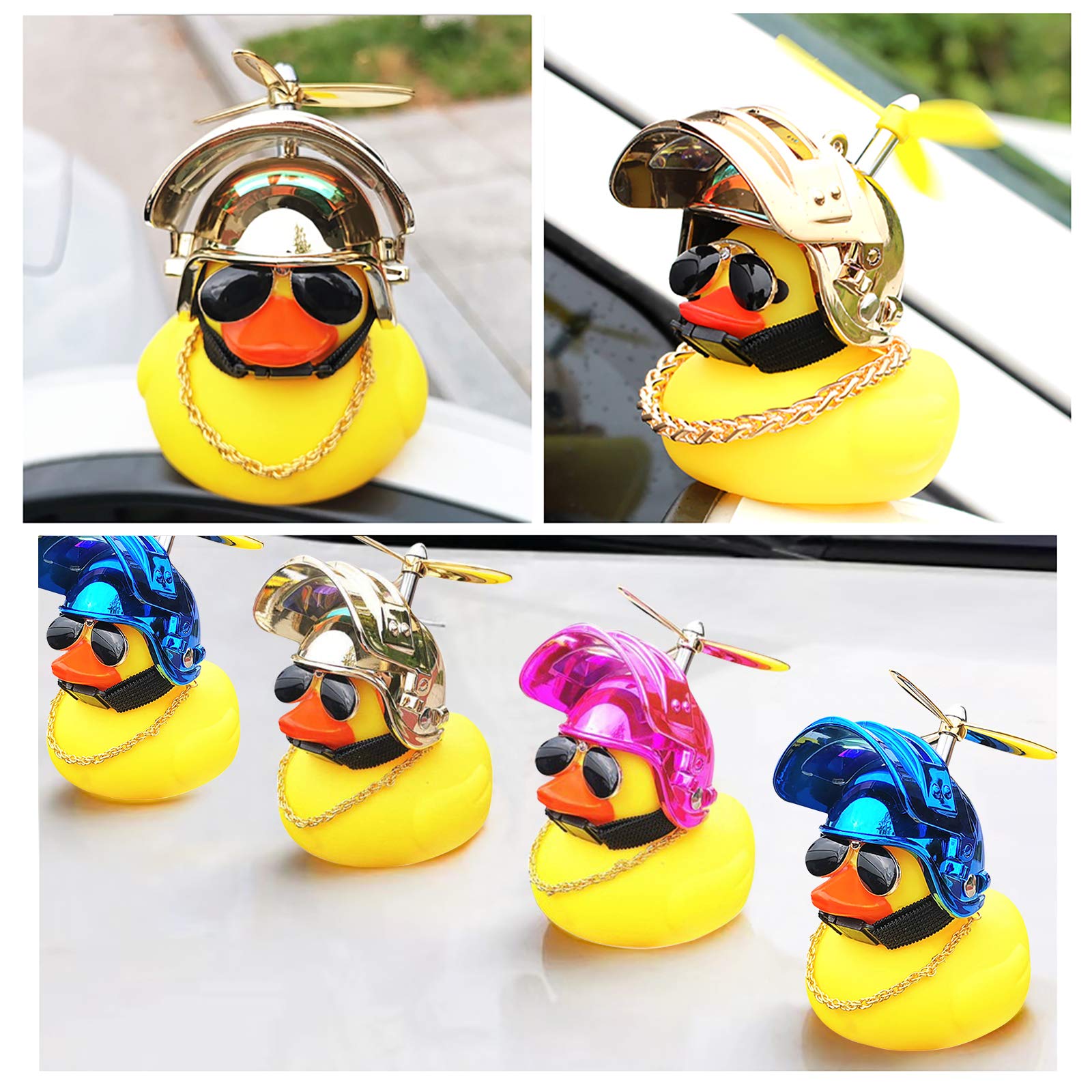 Cool Rubber Duck Car Decor - 3-Pack with Sunglasses & Gold Chain for Dashboard Fun