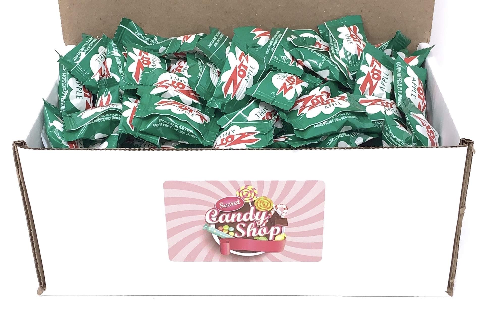 Zotz Fizzy Candy in Box - 2lb Bulk Pack of Individually Wrapped Apple Flavored Sour Candy - Perfect for Halloween Treats, Party Favors & Office Snacks