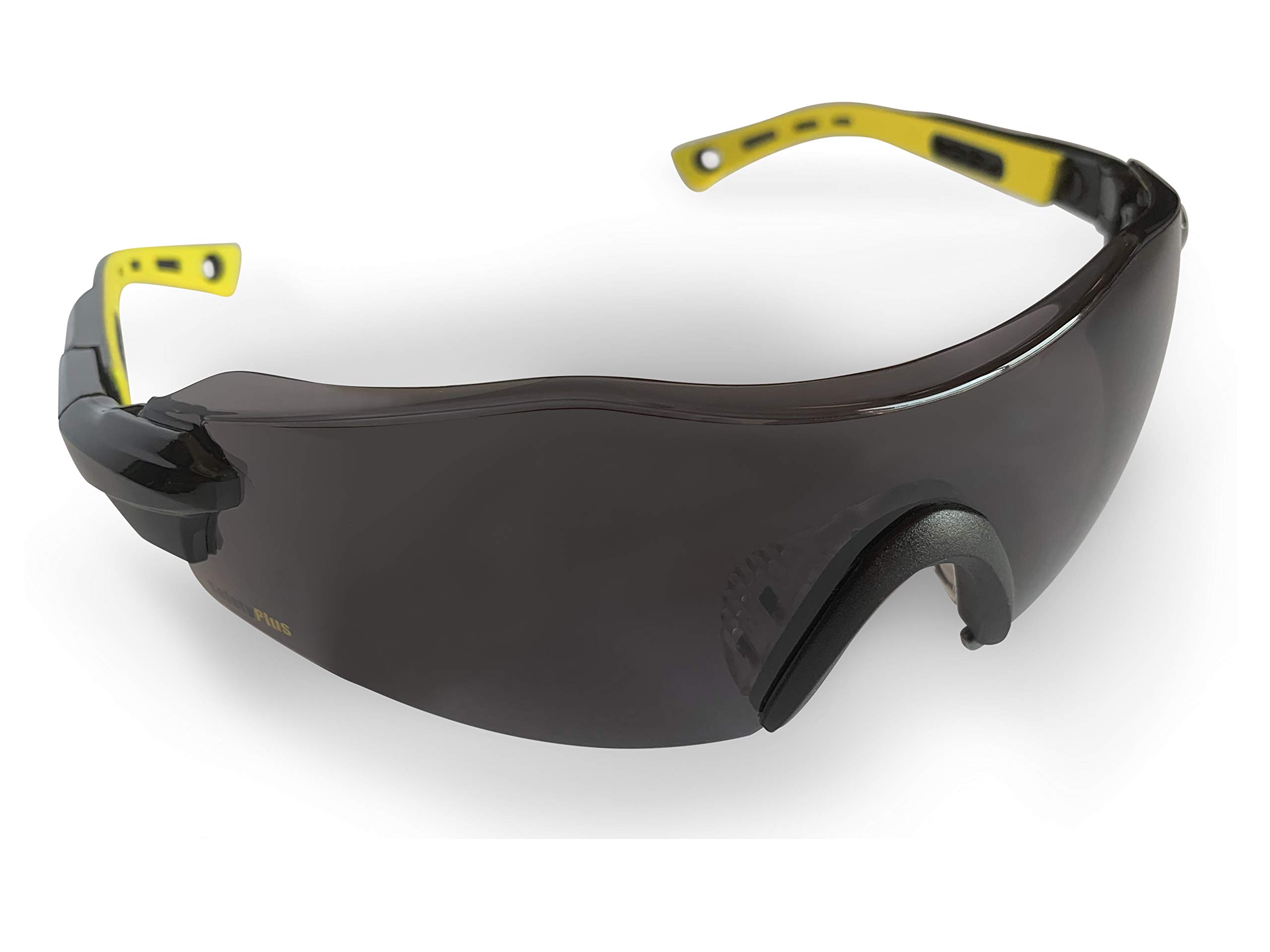 SPG801SM ANSI Z87.1 Certified Safety Glasses - Smoke Lens with UV Protection, Anti-Scratch Wrap Around Design, Non-Slip Adjustable Temples for Comfort | Ideal for Construction, Woodworking, Lab Work & Outdoor Activities