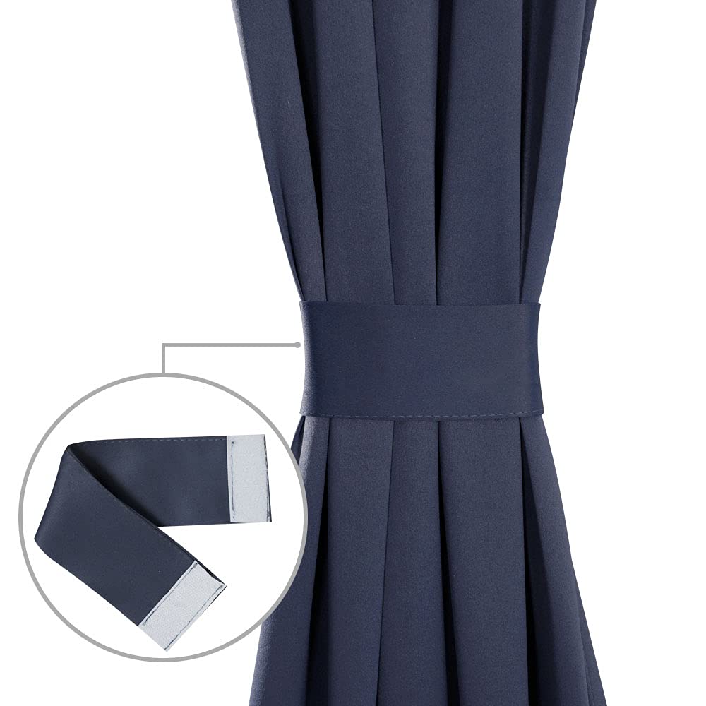 PANOVOUS 25x40 Inch Blackout French Door Curtain Panel - Navy Blue Window Privacy Curtain with Top & Bottom Rod Pockets for Front Doors, Christmas Decor & Home Insulation