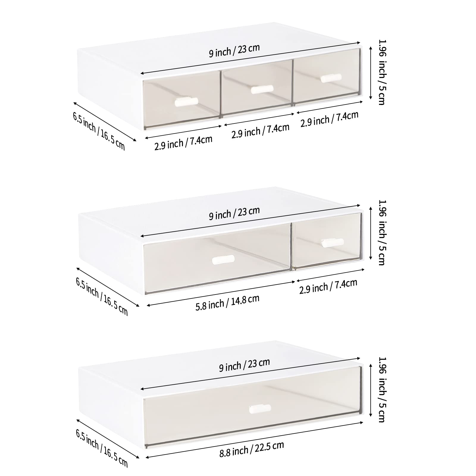 LETURE Stackable Desk Organizer - 2 Drawer Plastic Storage for Office, School & Home | Organize Pens, Pencils, Markers & Makeup Supplies | Perfect for Workspace, Study Desk & Vanity Organization (White)