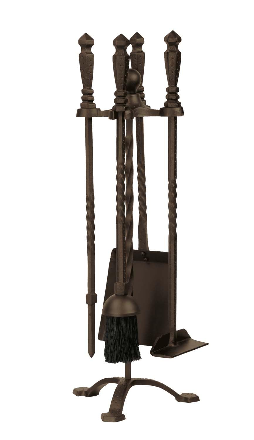 Dagan 5-Piece Wrought Iron Fireplace Tool Set (DG-1105B) - Bronze Finish for Wood Burning Stoves - Perfect for Fireplace Maintenance & Home Decor