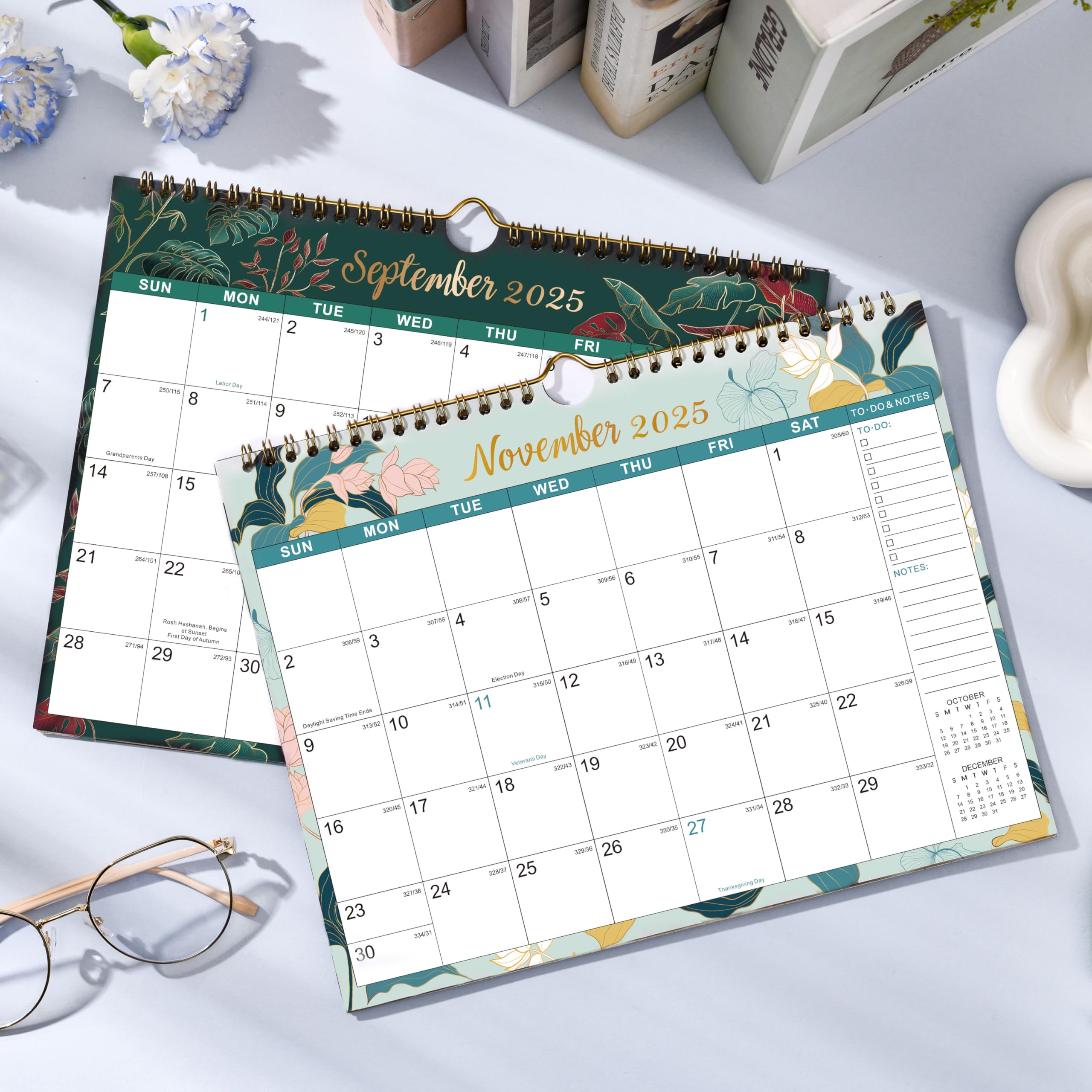 2025-2026 Wall Calendar with Floral Art - 18 Month Planner from July 2025 to December 2026, 8.5