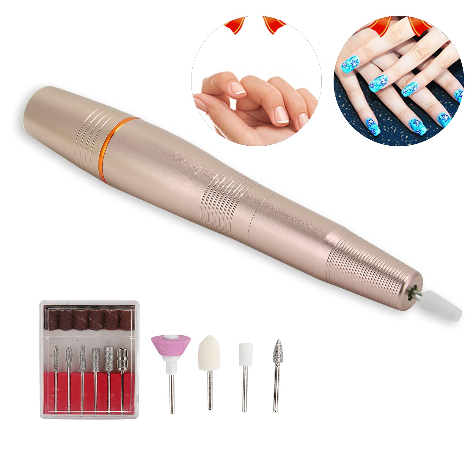 Professional USB Nail Drill Machine for Salon & Home Use - Electric Nail Grinding Tool with Golden Pisa Leaning Tower Design | Perfect for Manicures, Pedicures & Nail Art at Home or Professional Salons