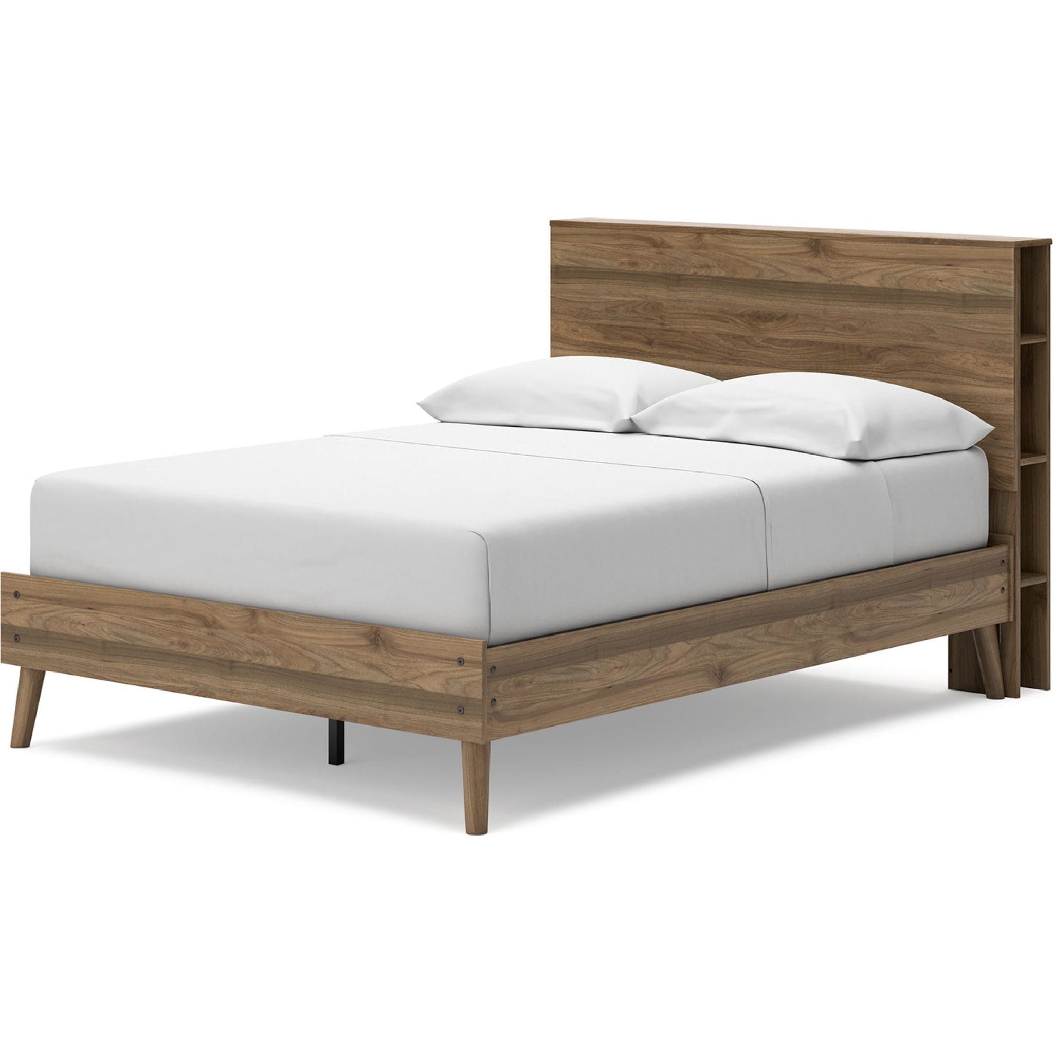 Aprilyn Full Bookcase Bed in Honey Finish - Stylish Storage Bed Frame for Small Spaces, Dorm Rooms & Guest Bedrooms