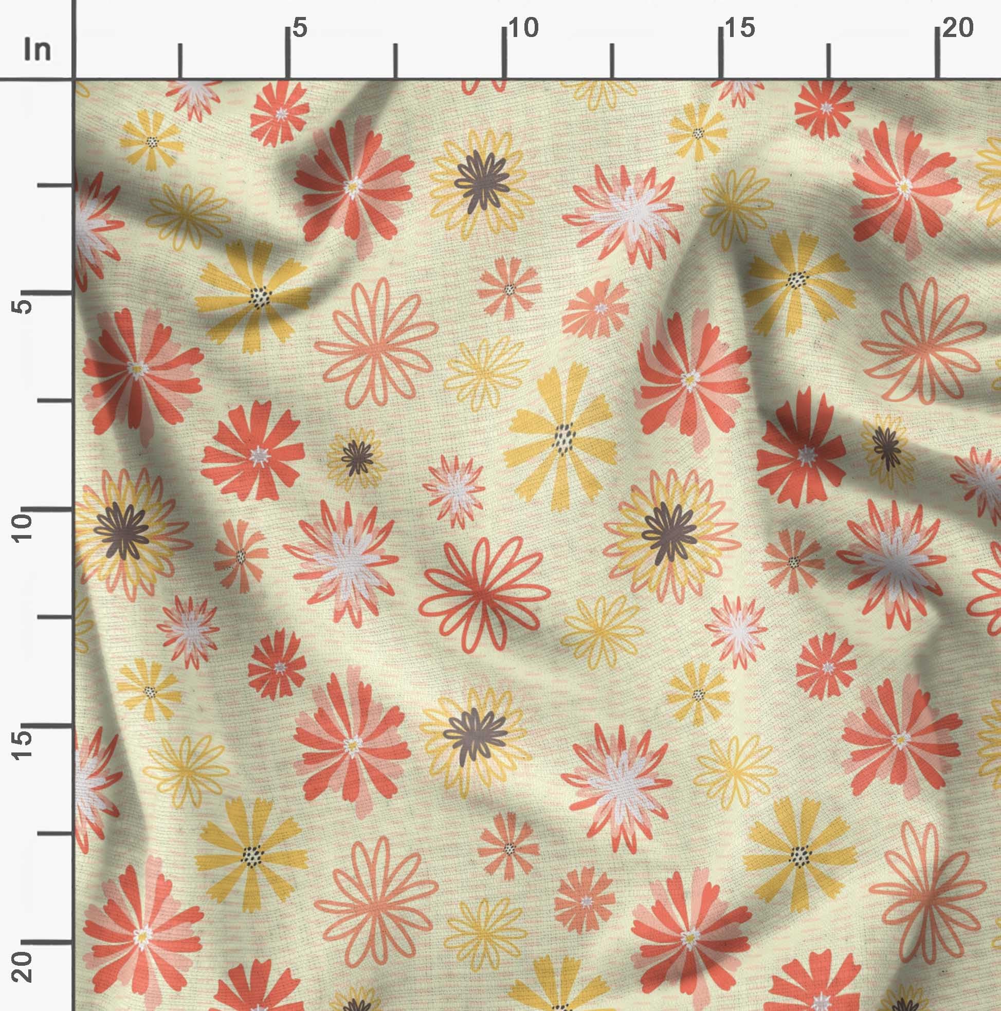Soimoi Moss Georgette Yellow Fabric by The Yard - 42 Inch Wide Artistic Leaf & Floral Printed Fabric for Dresses, Curtains, DIY Crafts - Elegant Fashion & Home Decor Material