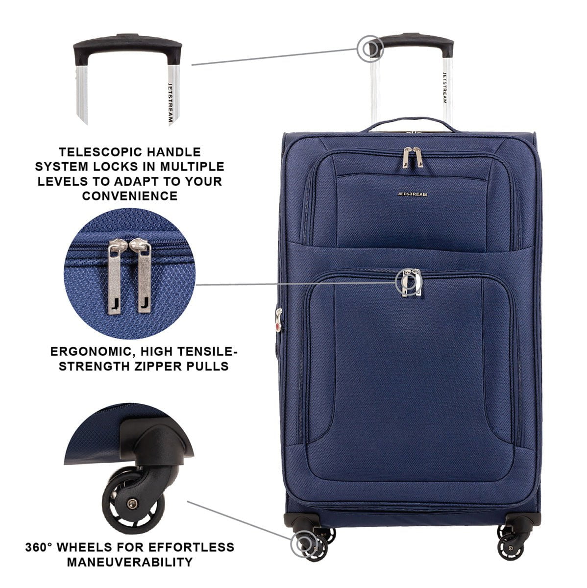 Jetstream 3-Piece Spinner Expandable Luggage Set with TSA Lock - Lightweight Hardshell Suitcase for Travel, Business Trips & Family Vacations (20