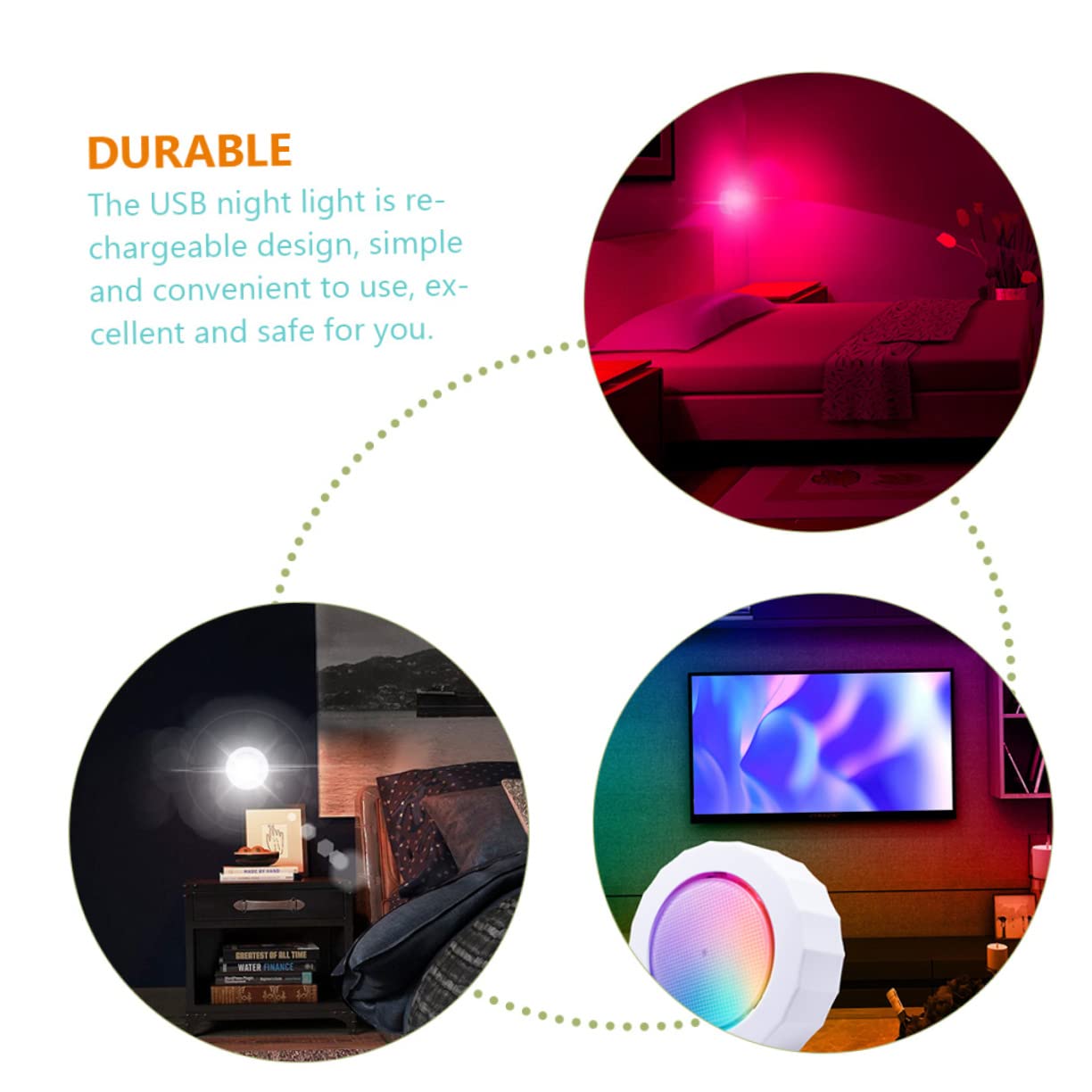 Garneck Rechargeable USB LED Night Light - Dimmable Bedside Lamp for Bedroom, Nursery & Reading | Warm White Toast Design Small Night Lamp for Kids & Adults