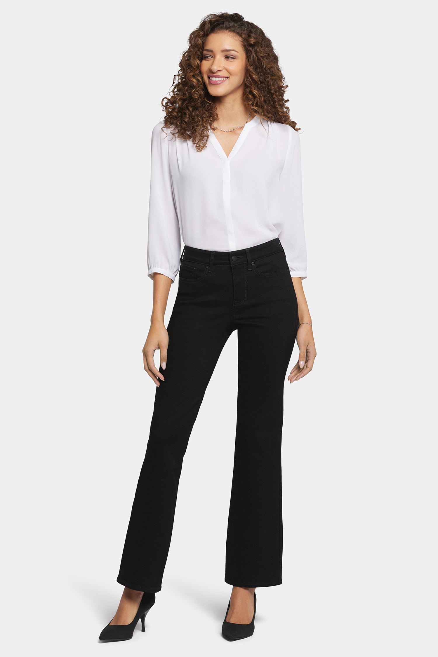 Blake Slim Flared Jeans for Women - High Waisted Stretch Denim Pants, Black - Perfect for Casual Wear, Date Night & Office Outfits
