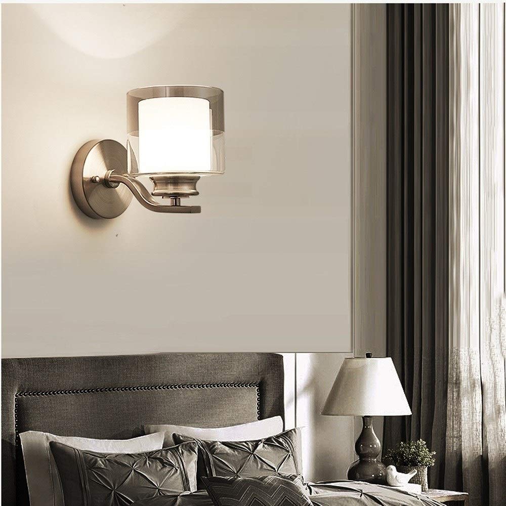Brushed Nickel Wall Mounted Vanity Light with Dual Glass Shade - Modern 1-Light Bathroom Sconce for Vanity, Living Room & Bedroom | Perfect for Makeup, Reading & Ambient Lighting