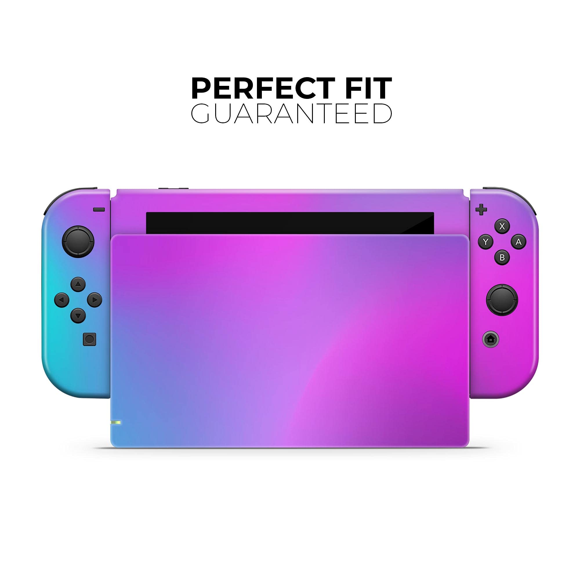 Nintendo Switch Console & Joy-Con Skin Decal - Neon Holographic V1 Protective Cover - Scratch-Resistant, Removable Vinyl Wrap - Perfect for Gaming Protection & Customization