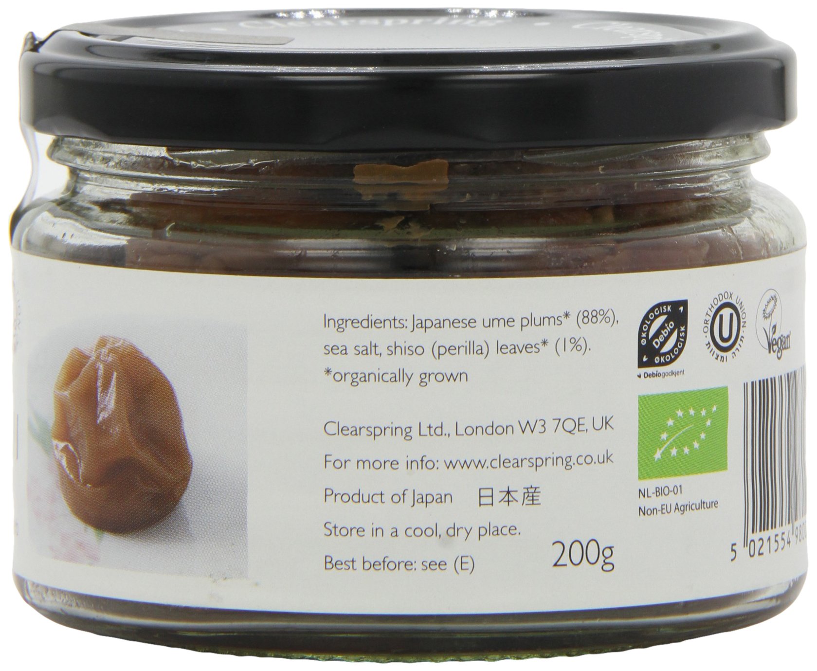 Organic Japanese Umeboshi Plums by Clearspring - 200g | Traditional Fermented Salty Sour Plums for Cooking, Snacking & Digestive Health