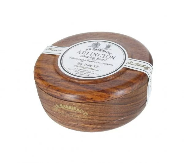 D.R. Harris Arlington Shaving Soap in Mahogany Bowl - Luxury Wet Shaving for Men - Perfect for Grooming Kits & Traditional Shaving Rituals