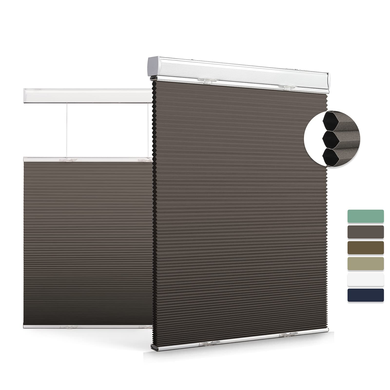 Boolegon Cordless Blackout Honeycomb Shades - Top Down Bottom Up Cellular Blinds for Windows, Custom Cut to Size (22