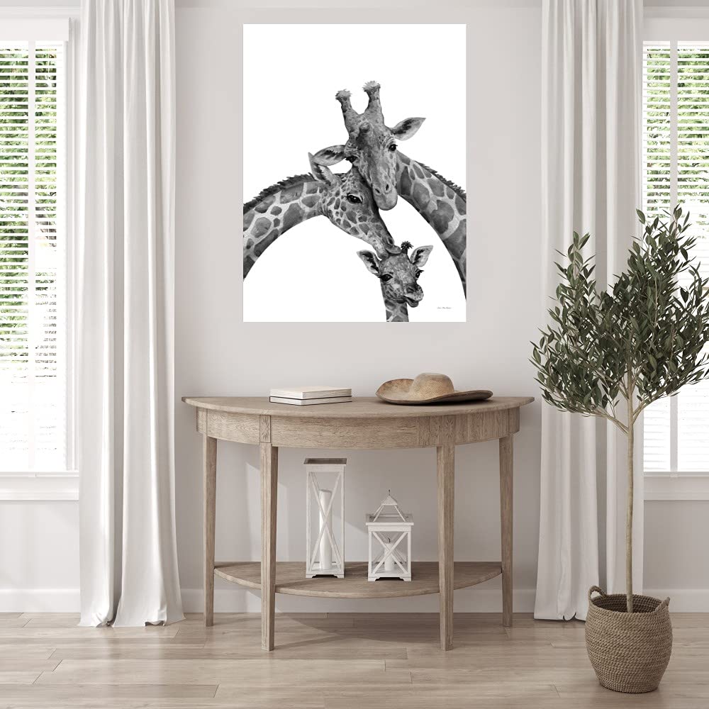 Giraffe Family Canvas Wall Art - Hand Painted Fine Art Print by Seven Trees Design - Modern Home Decor for Living Room, Bedroom, Office - Ready to Hang 24x32 Inches - Perfect for Nursery, Dining Area & Gift Giving
