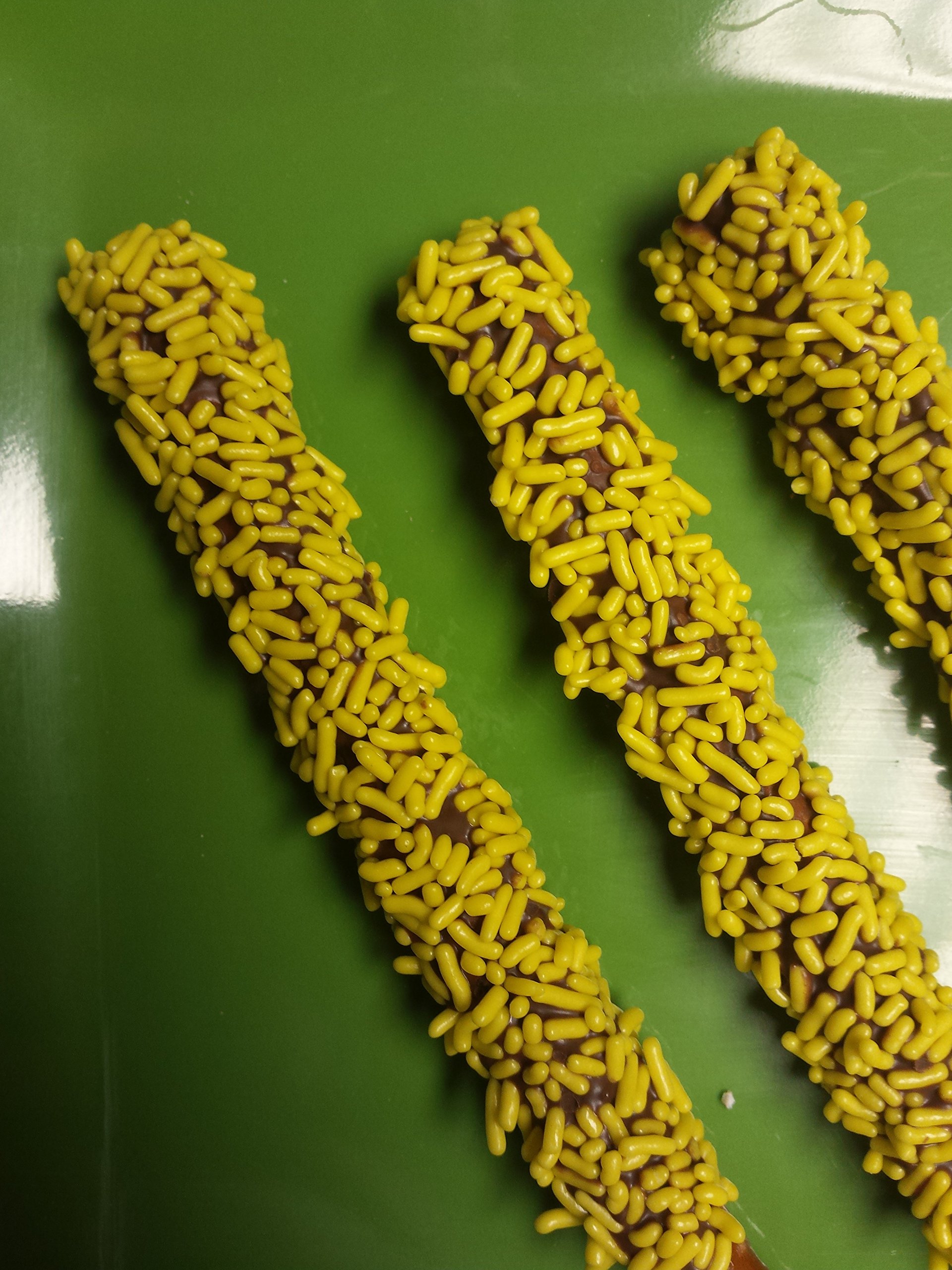 Delicious Chocolate Covered Pretzel Rods with Yellow Jimmies - 16 Piece Snack Pack for Parties, Gifts & Holiday Treats | Perfect for Birthdays, Christmas & Office Snacks