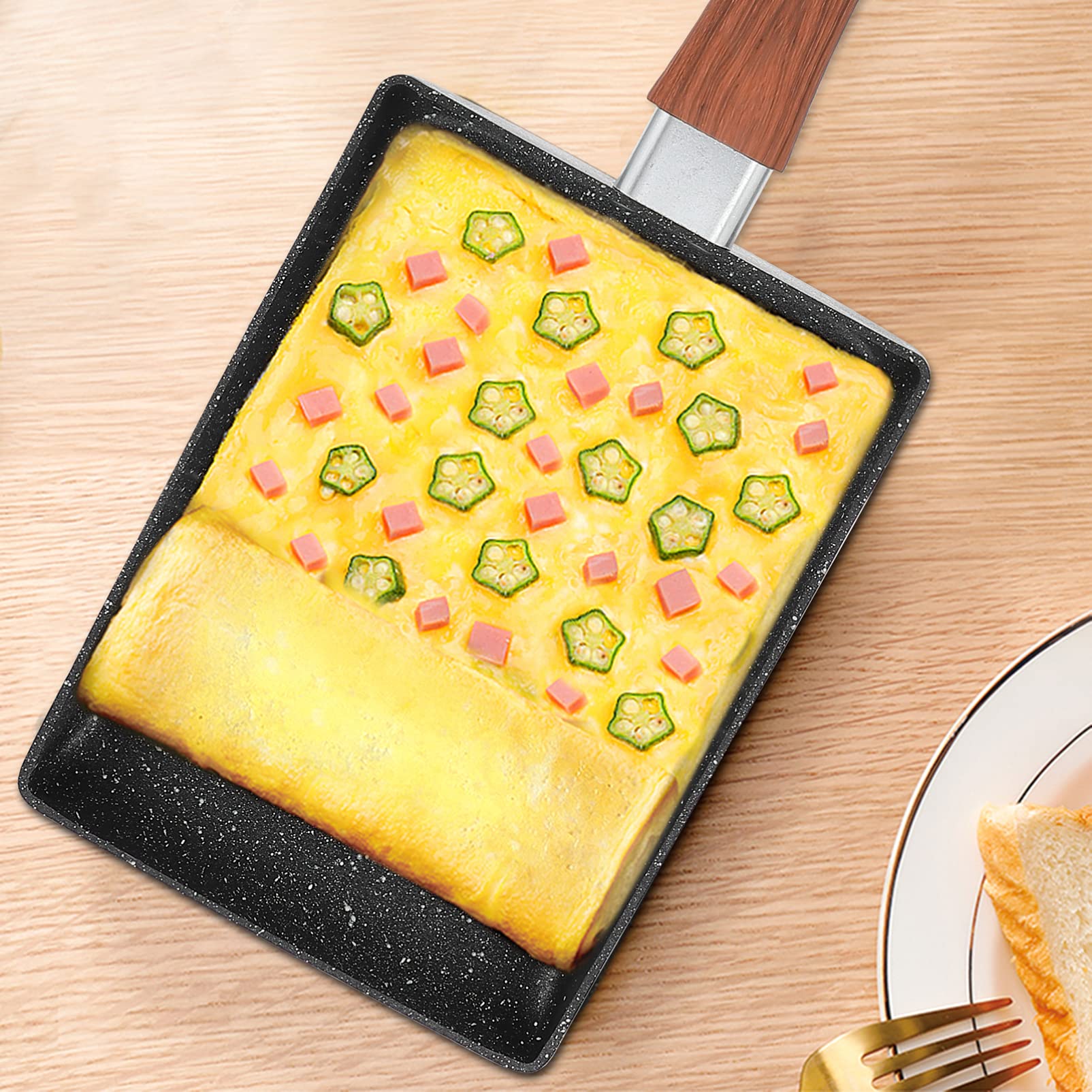 **Hemoton 1-Piece Nonstick Square Tamagoyaki Pan - Mini Frying Skillet for Steak, Eggs & Breakfast - Induction Cooktop Compatible Iron Griddle - Perfect for Japanese Omelette, Pancakes & Cooking at Home**