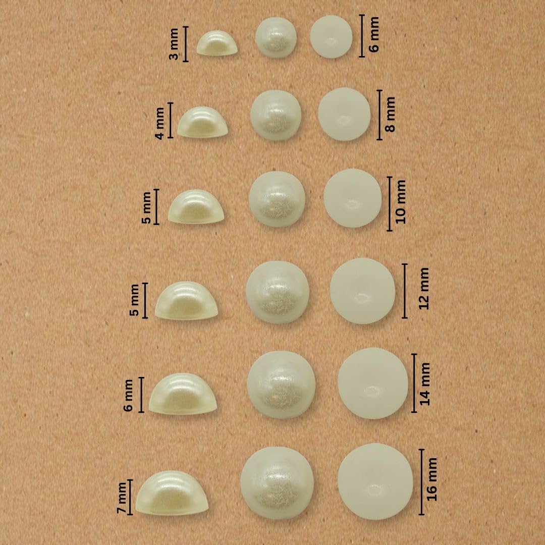 SATRA TRADERS 500G Round Half Pearl Beads - 14mm Cream Flatback Beads for DIY Jewelry Making, Crafts, Phone Case & Bag Decoration | Perfect for Fashion Accessories, Shoe Embellishment & Cup Design