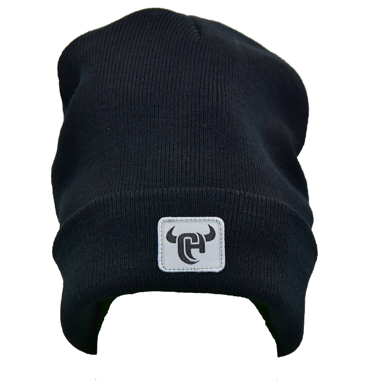 Men's CH Logo Black Knit Beanie Hat - Winter Warm Fleece Lined Skull Cap for Outdoor Activities, Sports & Casual Wear