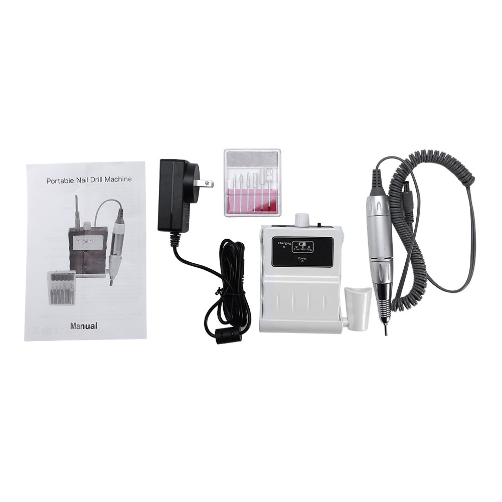 **30000 RPM Professional Nail Drill Machine - Rechargeable Portable E-File for Acrylic Nails, Manicure & Pedicure | Smooth Polishing Buffer & Nail Filer Tool Set for Home & Salon Use (White) | Perfect for DIY Nail Art, Gel Extensions & Nail Care**