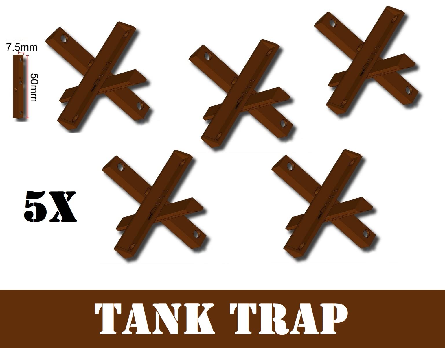 Custom WW2 Tank Traps for Toy Brick Minifigures - Set of 5 Military Obstacles | Army Builder Collection | Perfect for Ages 10+ to Adult | Great for Diorama Building, War Game Scenes & Historical Displays
