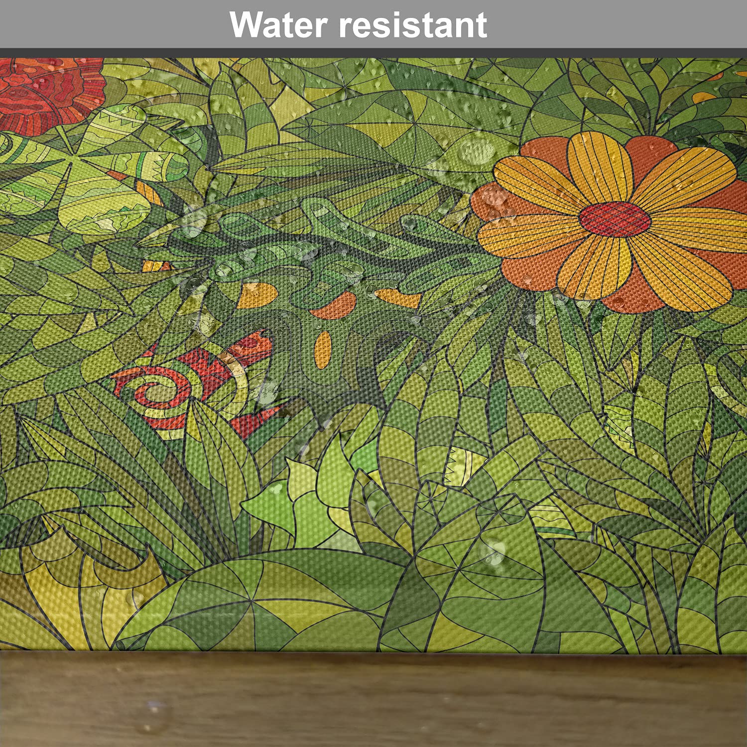 Ambesonne Floral Place Mats Set of 4 - Washable Fabric Table Mats with Funky Flower Foliage & Retro Jungle Design for Dining Room & Kitchen Decor in Vermilion, Marigold & Olive Green | Perfect for Dinner Parties, Holiday Gatherings & Everyday Use