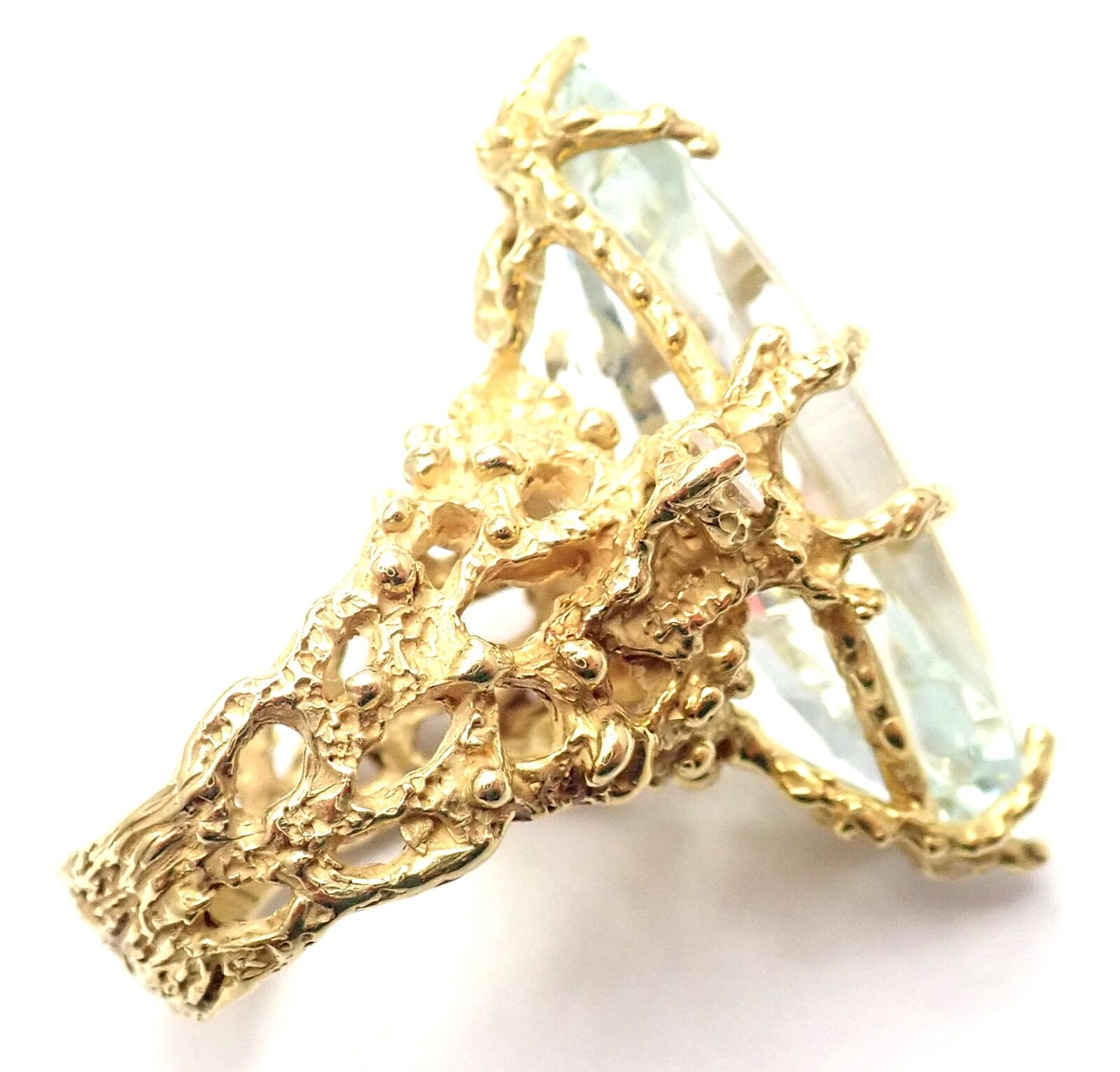 Authentic House of Murat 25ct Aquamarine Diamond Ring - Luxury Statement Jewelry for Weddings, Anniversaries & Special Occasions