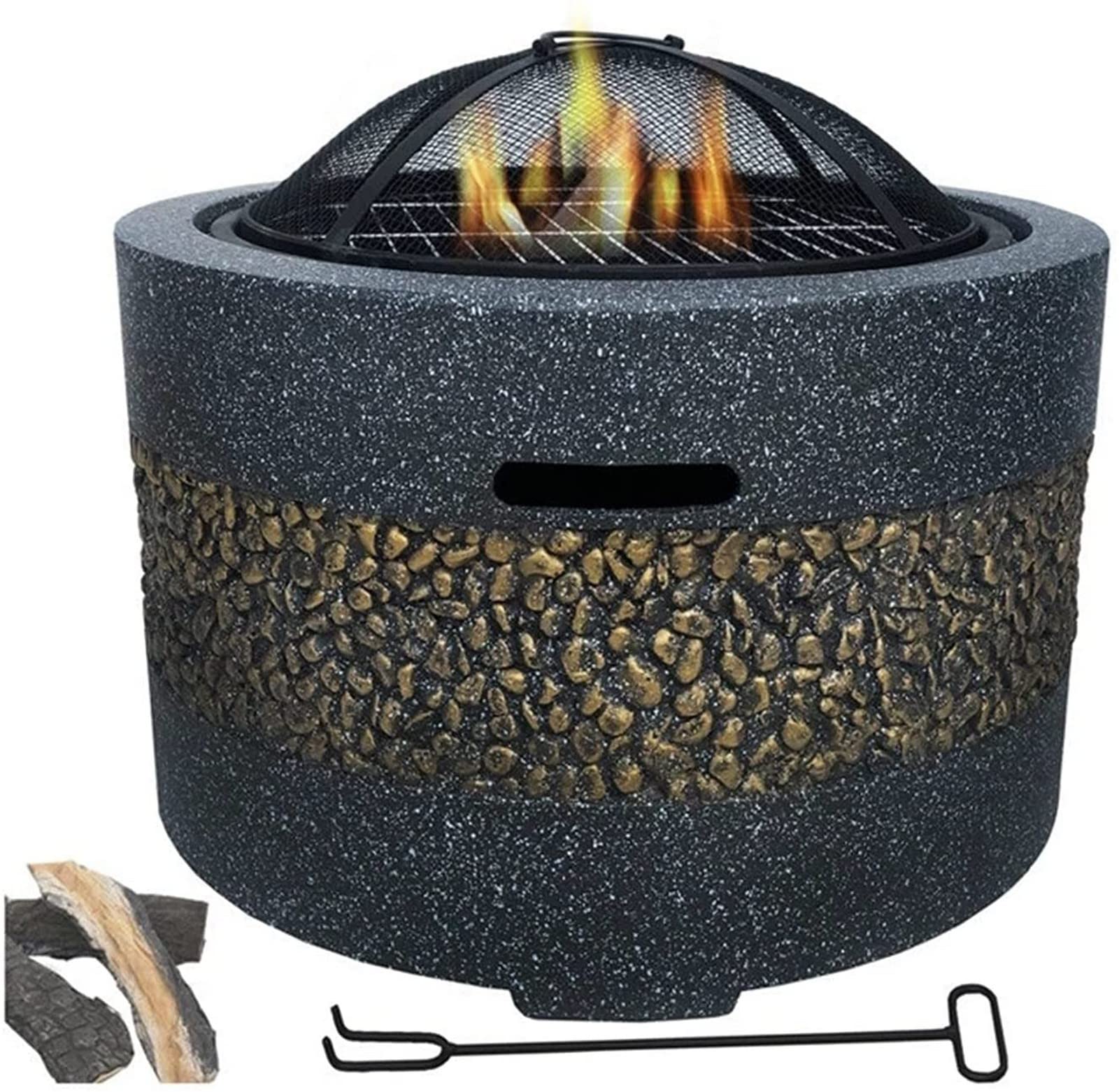 Outdoor Fire Pit BBQ Grill - 55.5x55.5x46cm Charcoal Brazier for Garden, Patio, Courtyard & Backyard Parties | Perfect for Camping, Picnics & Outdoor Gatherings
