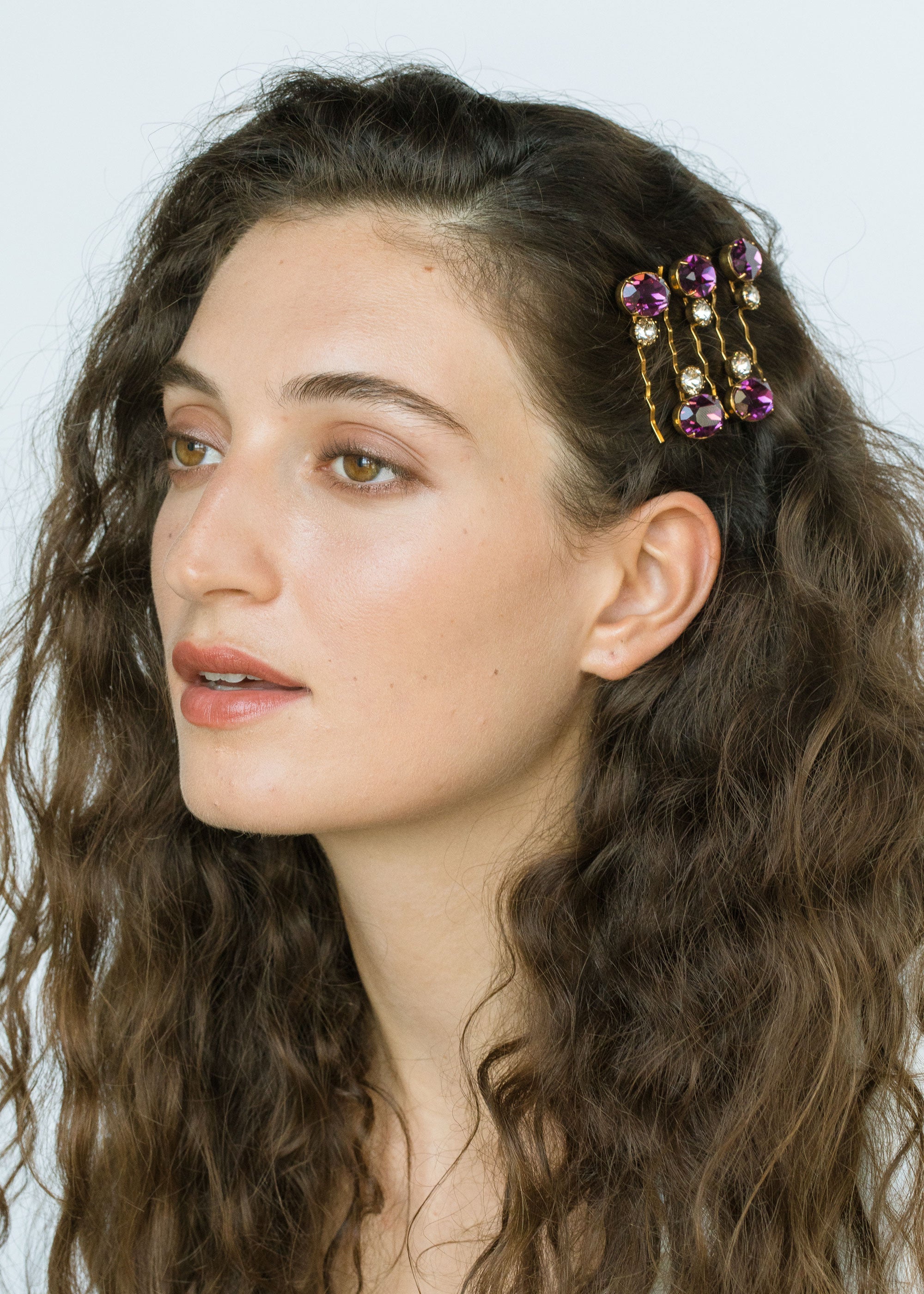 Gemma Bobby Pin with Amethyst Stone - Elegant Hair Accessory for Women | Perfect for Weddings, Parties & Everyday Style