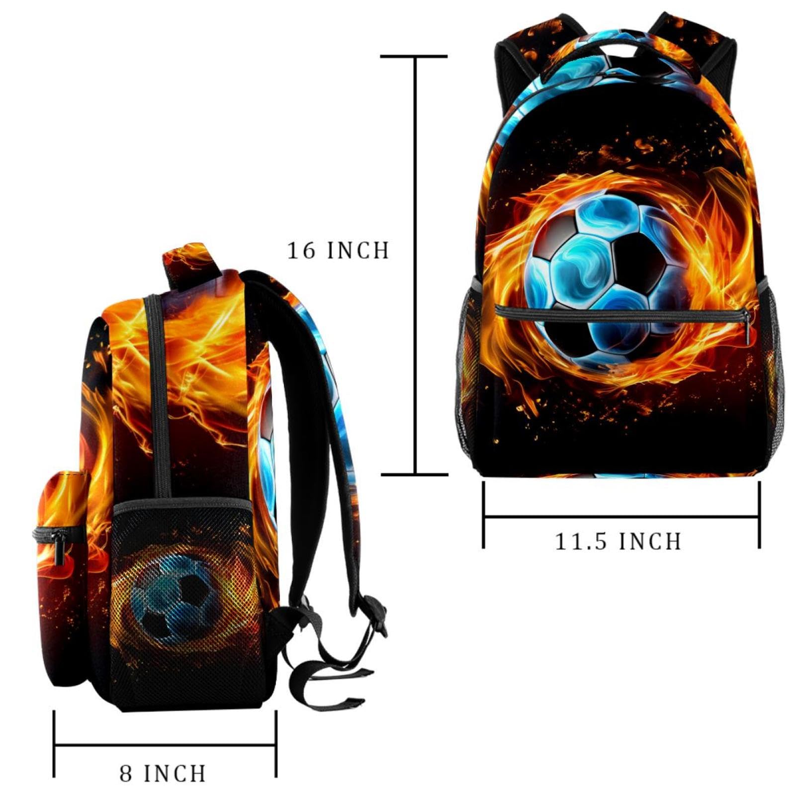 Best Travel & Work Backpack - Lightweight Durable Flaming Football Design - Perfect for Commuting, Hiking, and Business Trips