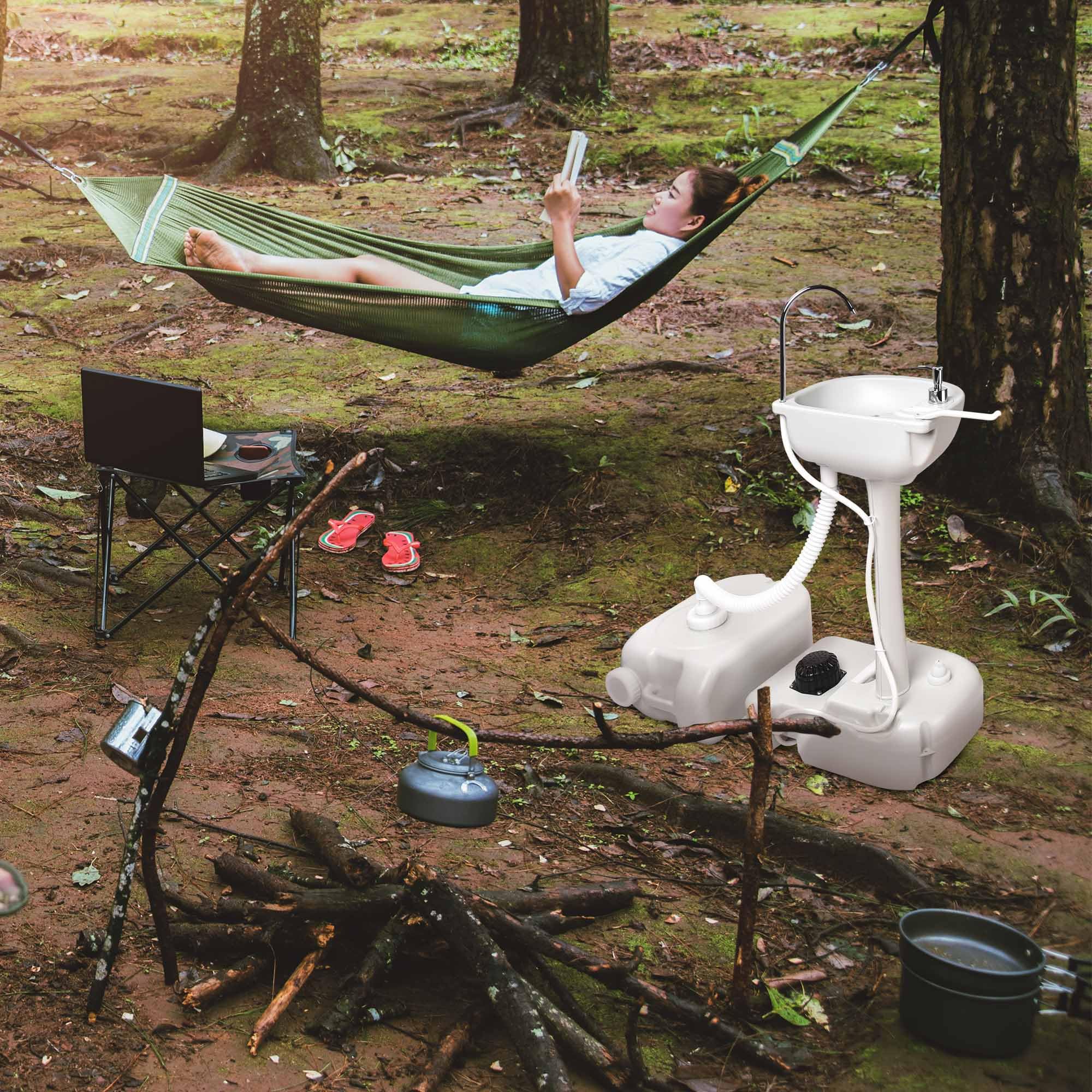 Yescom 17L Portable Camping Sink with 24L Water Tank - Foldable Outdoor Wash Basin for RV, Camping, Hiking & Travel | Perfect for Washing Dishes, Hands & Gear in Remote Areas