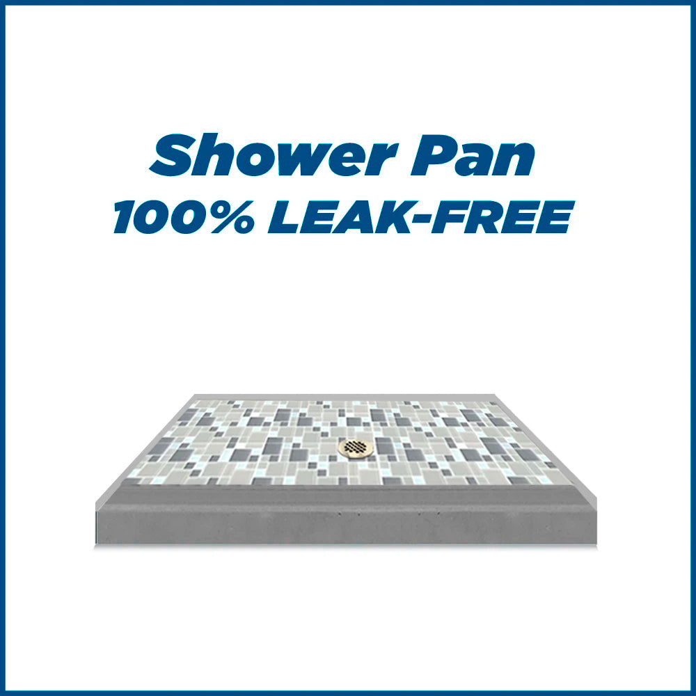 DIY Shower Remodel Kit - Alcove Wet Cement Sistine Stone & Newport Mosaic Accent Tile for Bathroom Renovation | Waterproof & Easy Installation