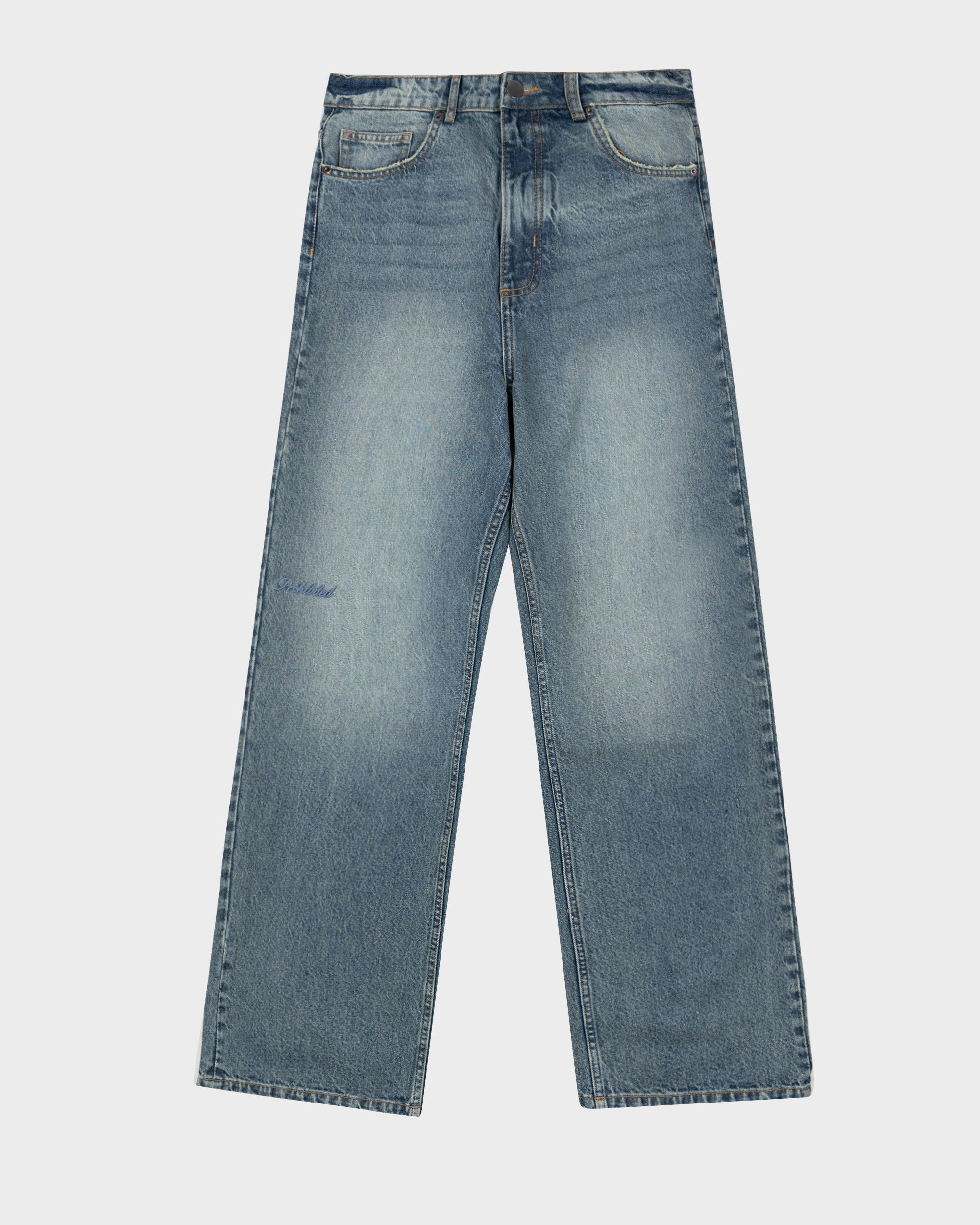 Vintage Blue Baggy Denim Jeans for Women & Men - High Waisted Loose Fit Distressed Jeans - Casual Streetwear, Hip Hop Style, Everyday Wear