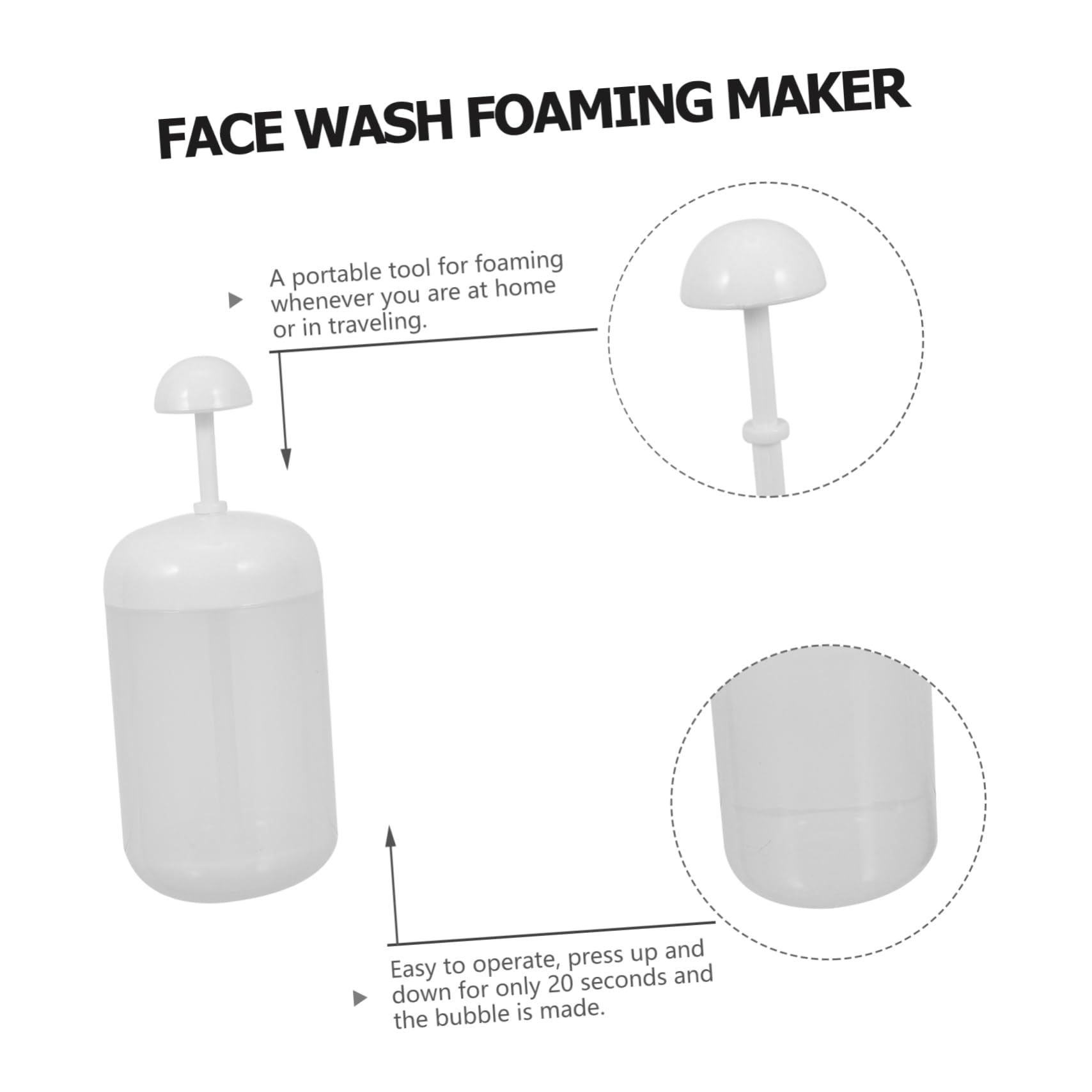 Portable Facial Foam Maker & Coffee Frother - 2pcs Cute Shampoo Pump for Face Wash & Marshmallow Foam | Perfect for Skincare Routine, Bubble Bath & DIY Coffee Drinks